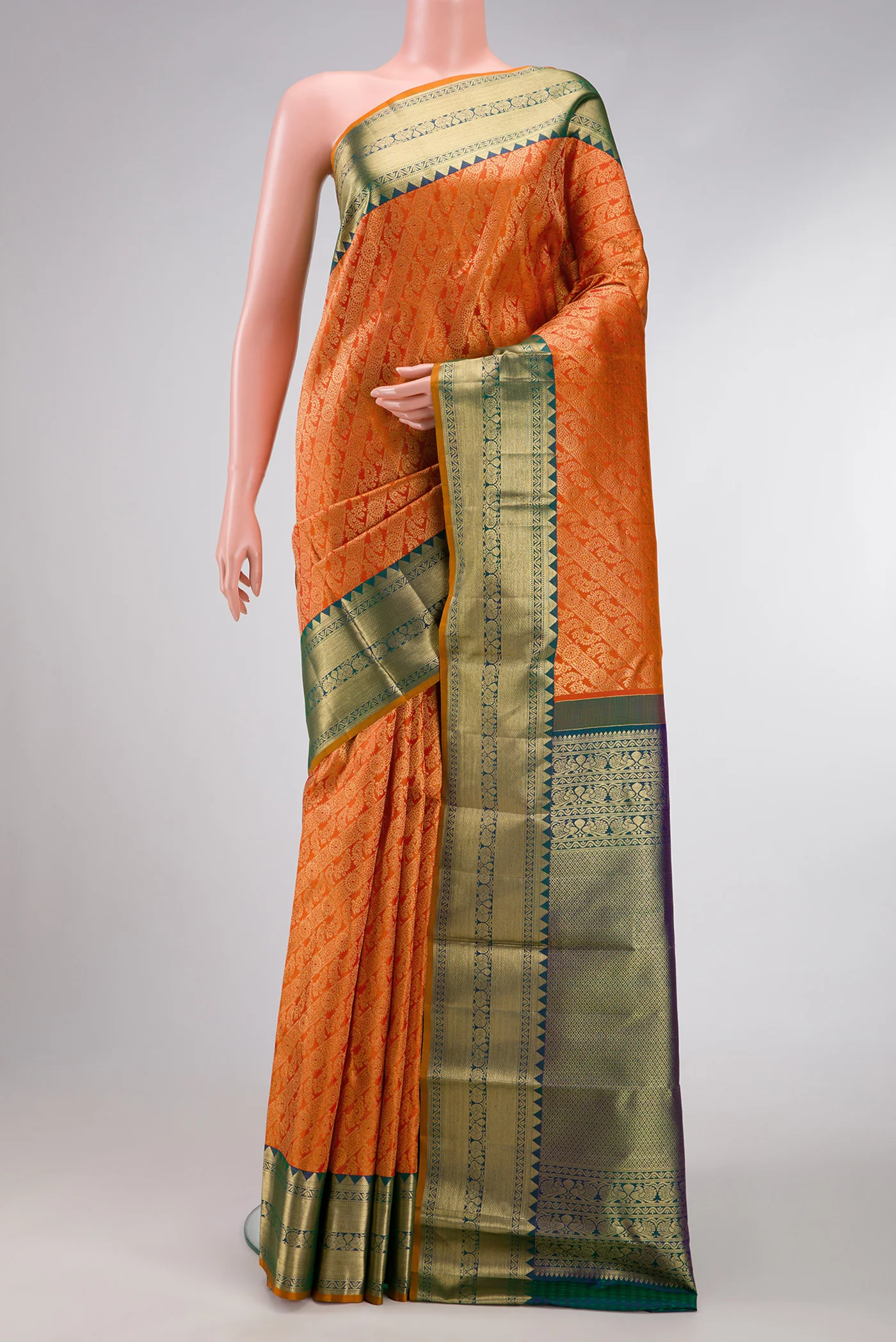 Orange Kanjivaram Silk Saree