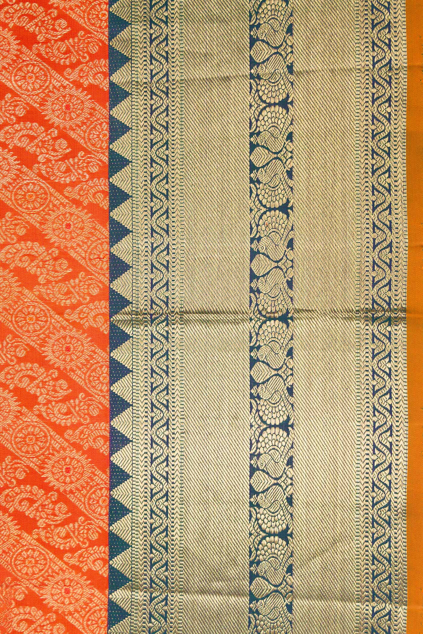Orange Kanjivaram Silk Saree - Image 3