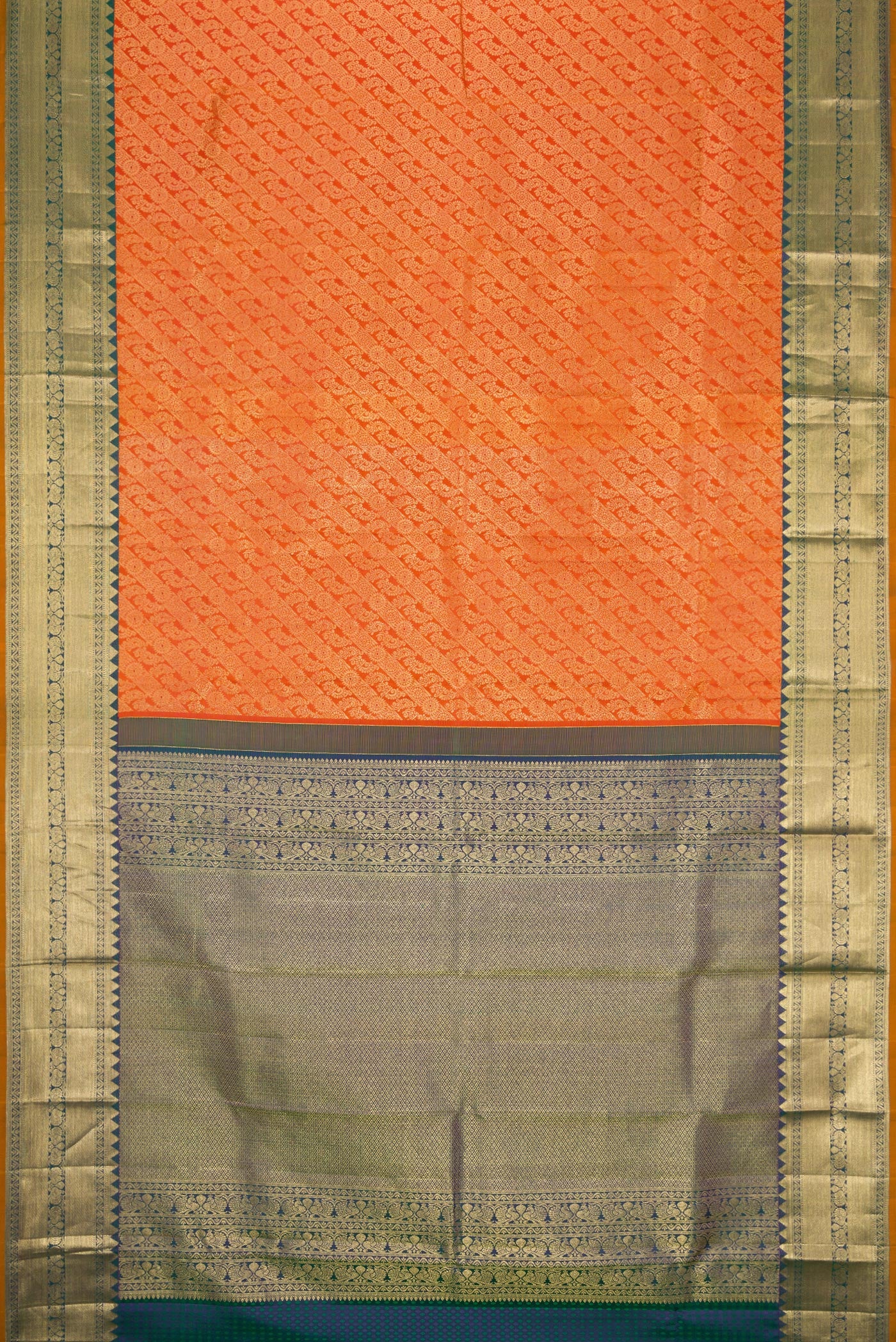 Orange Kanjivaram Silk Saree - Image 6