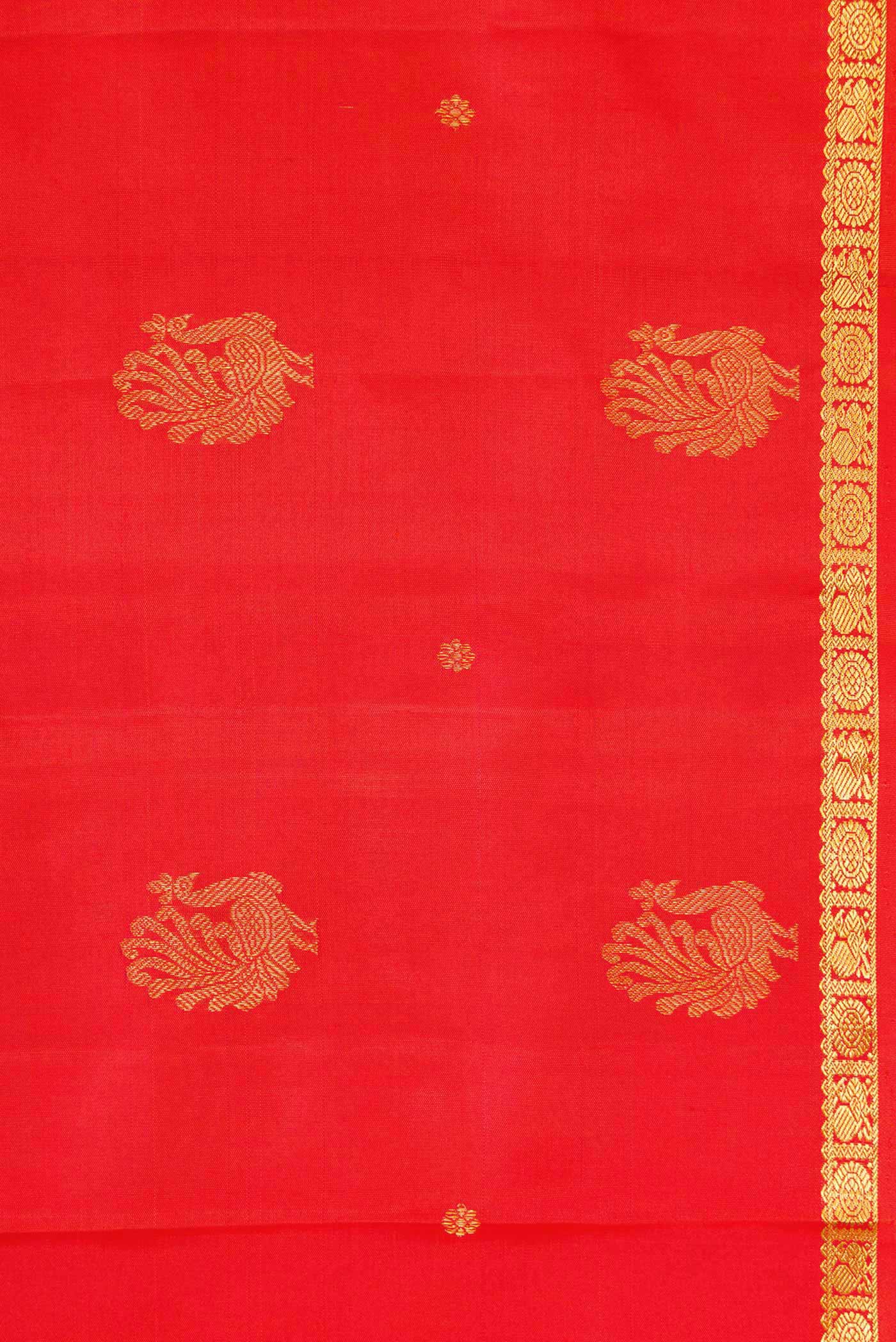 Orange Dual Tone Kanjivaram Silk Saree - Image 3