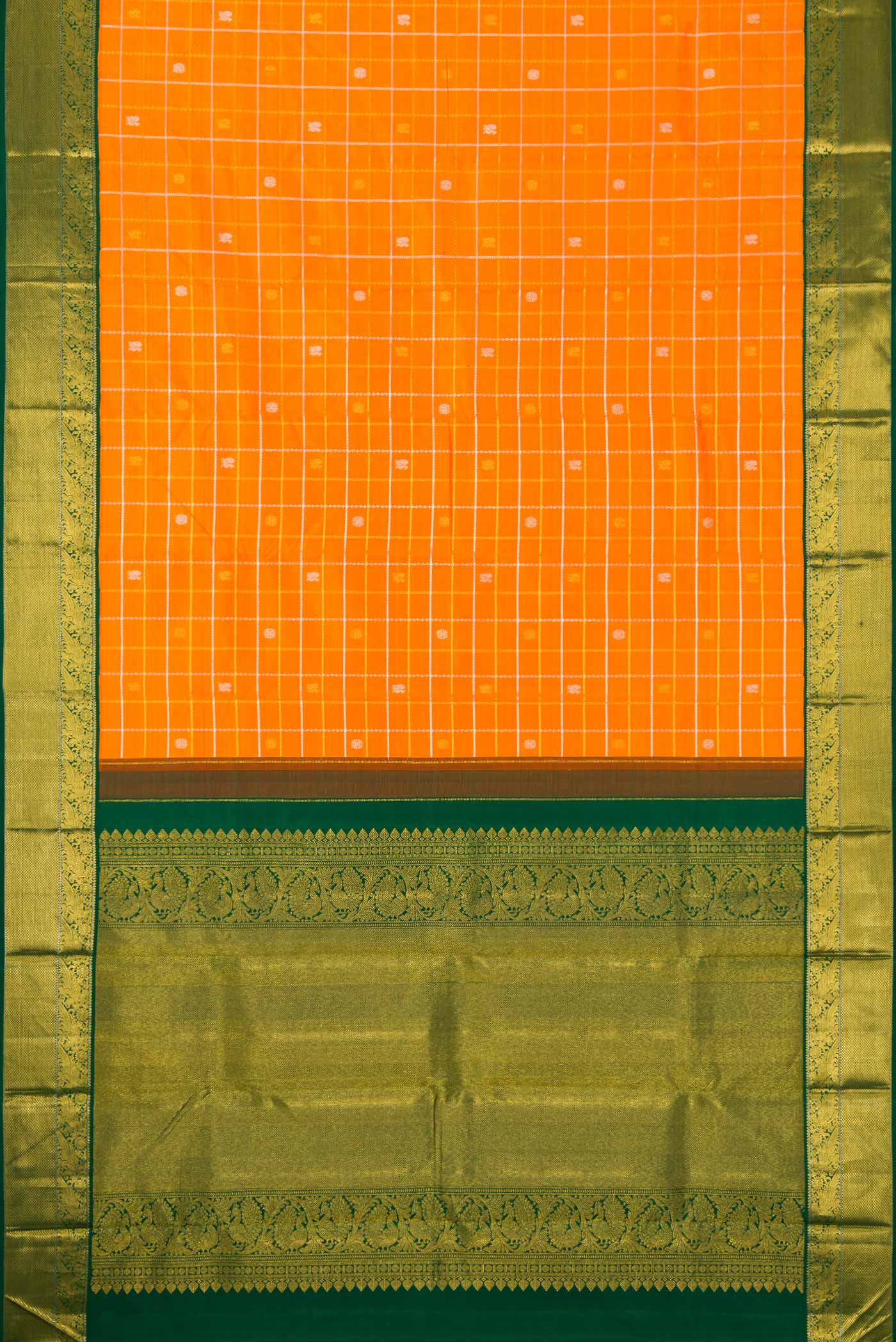Orange Dual Tone Kanjivaram Silk Saree - Image 6