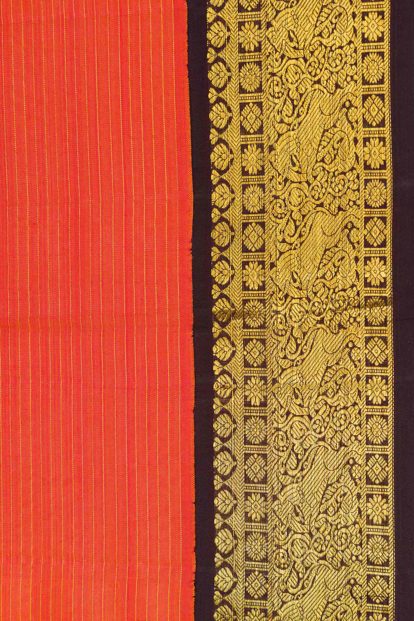 Orange Kanjivaram Silk Saree - Image 3