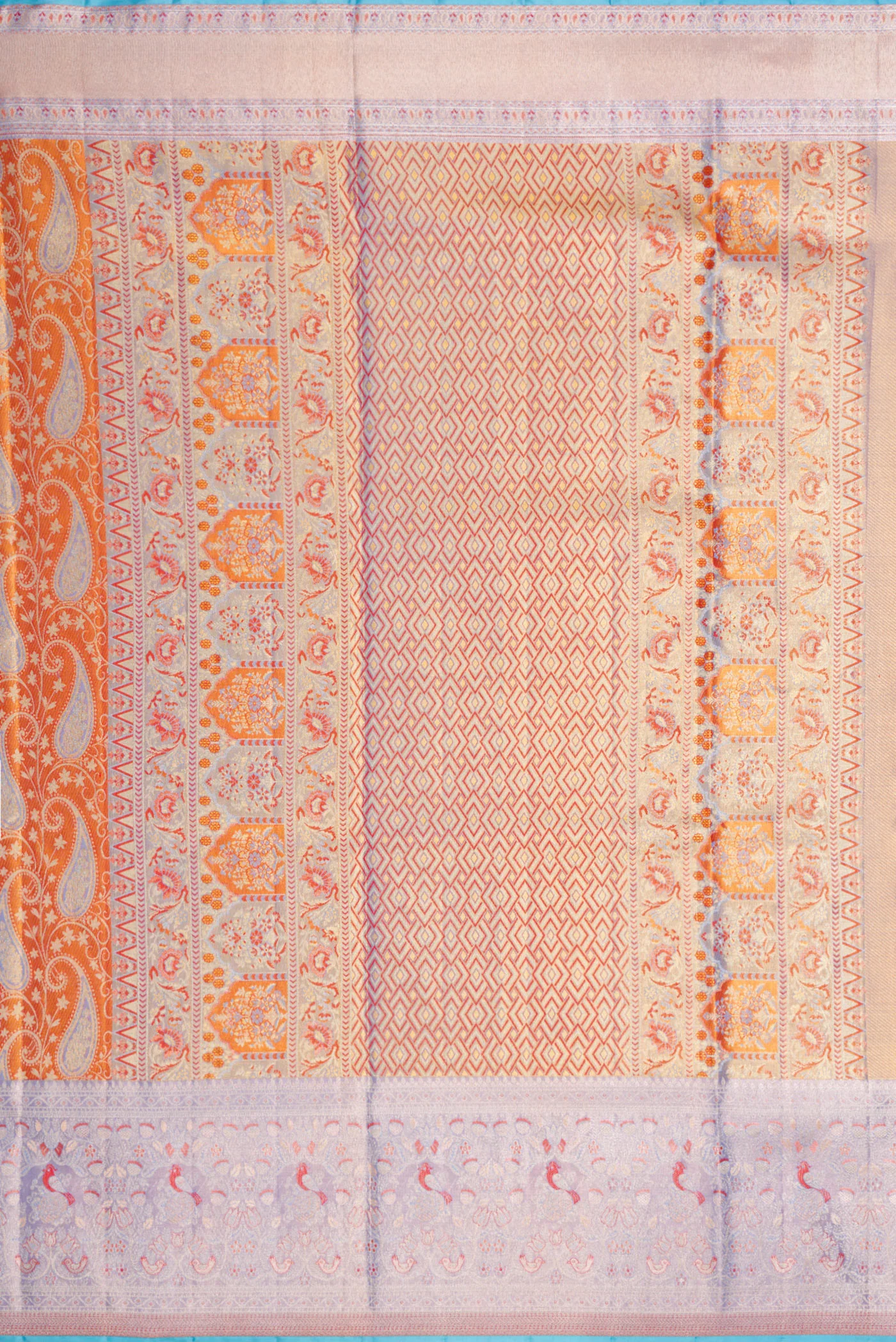 Orange Dual Tone Kanjivaram Tissue Silk Saree - Image 7