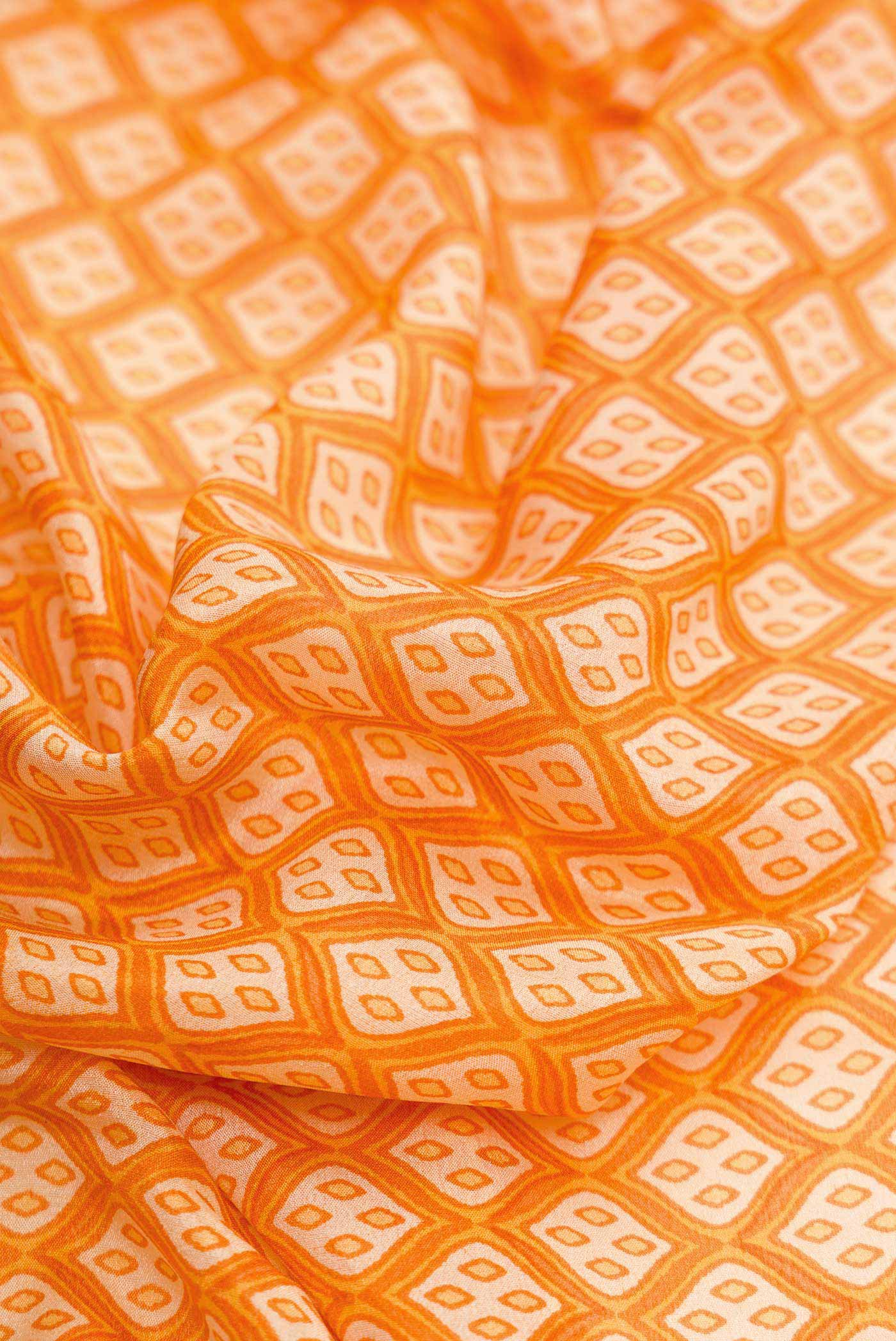 Orange Mysore Crepe Saree - Image 2