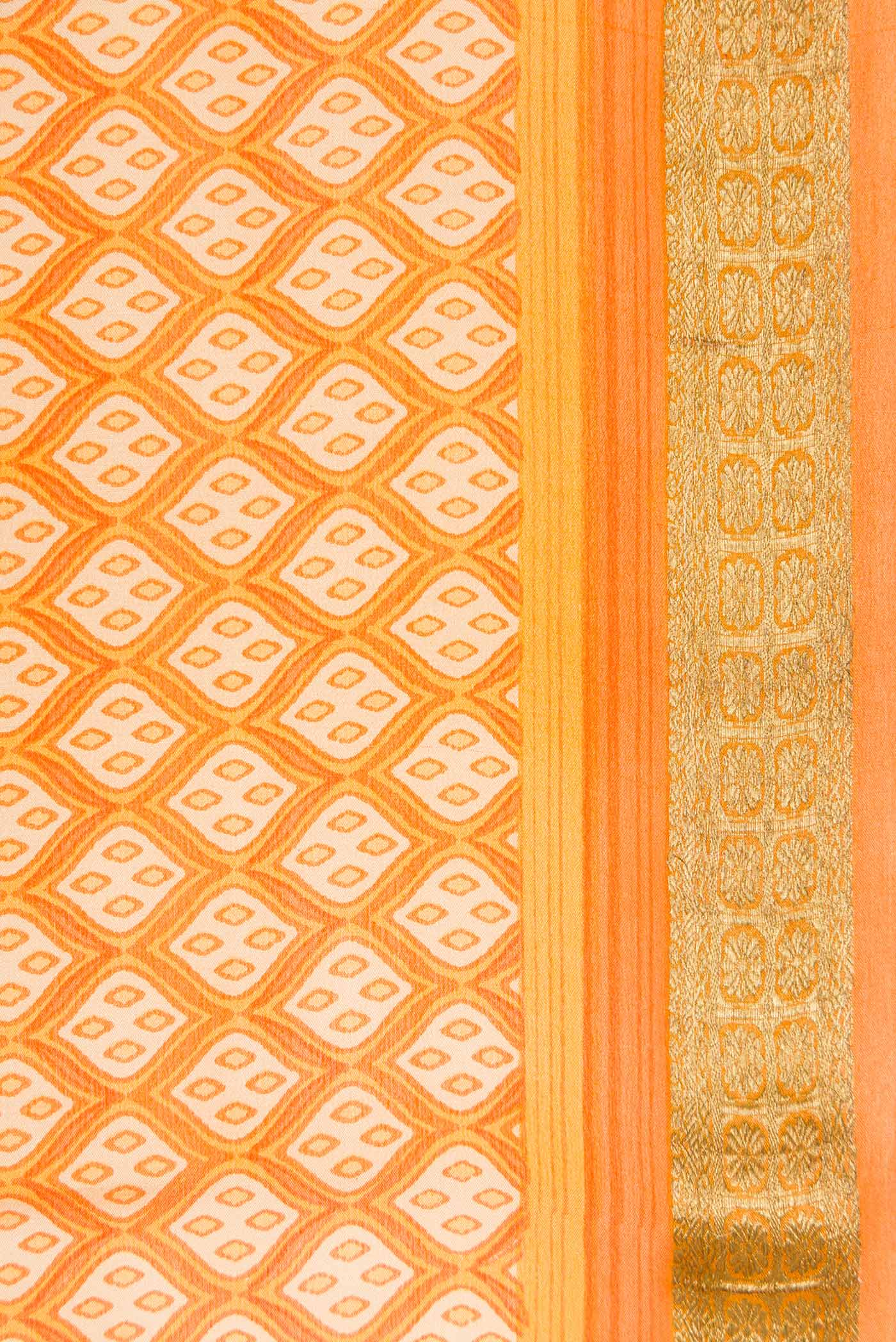 Orange Mysore Crepe Saree - Image 3