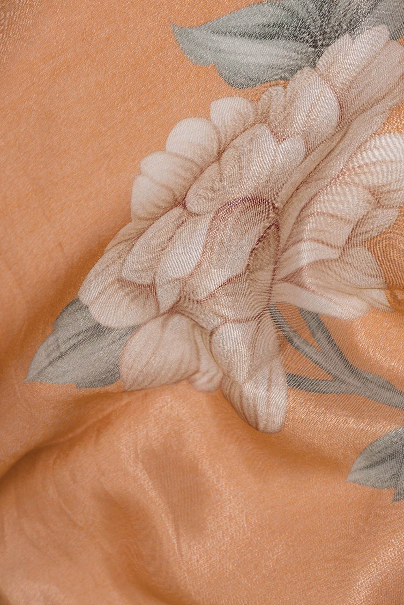 Orange Dual Tone Organza Silk Saree - Image 2
