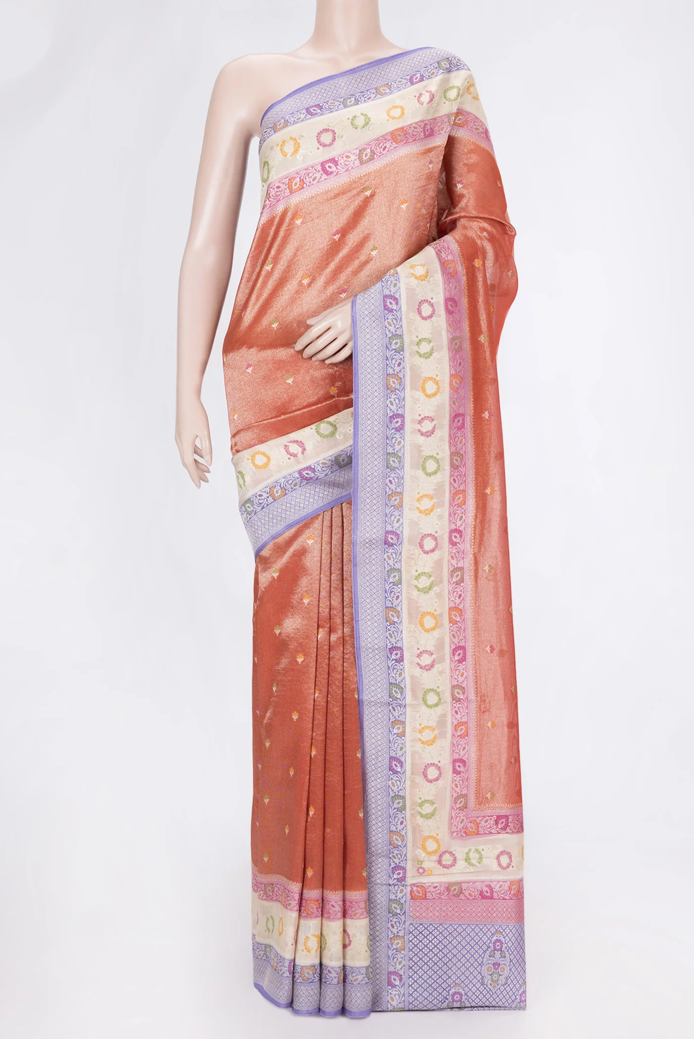 Orange Dual Tone Tissue Silk Saree
