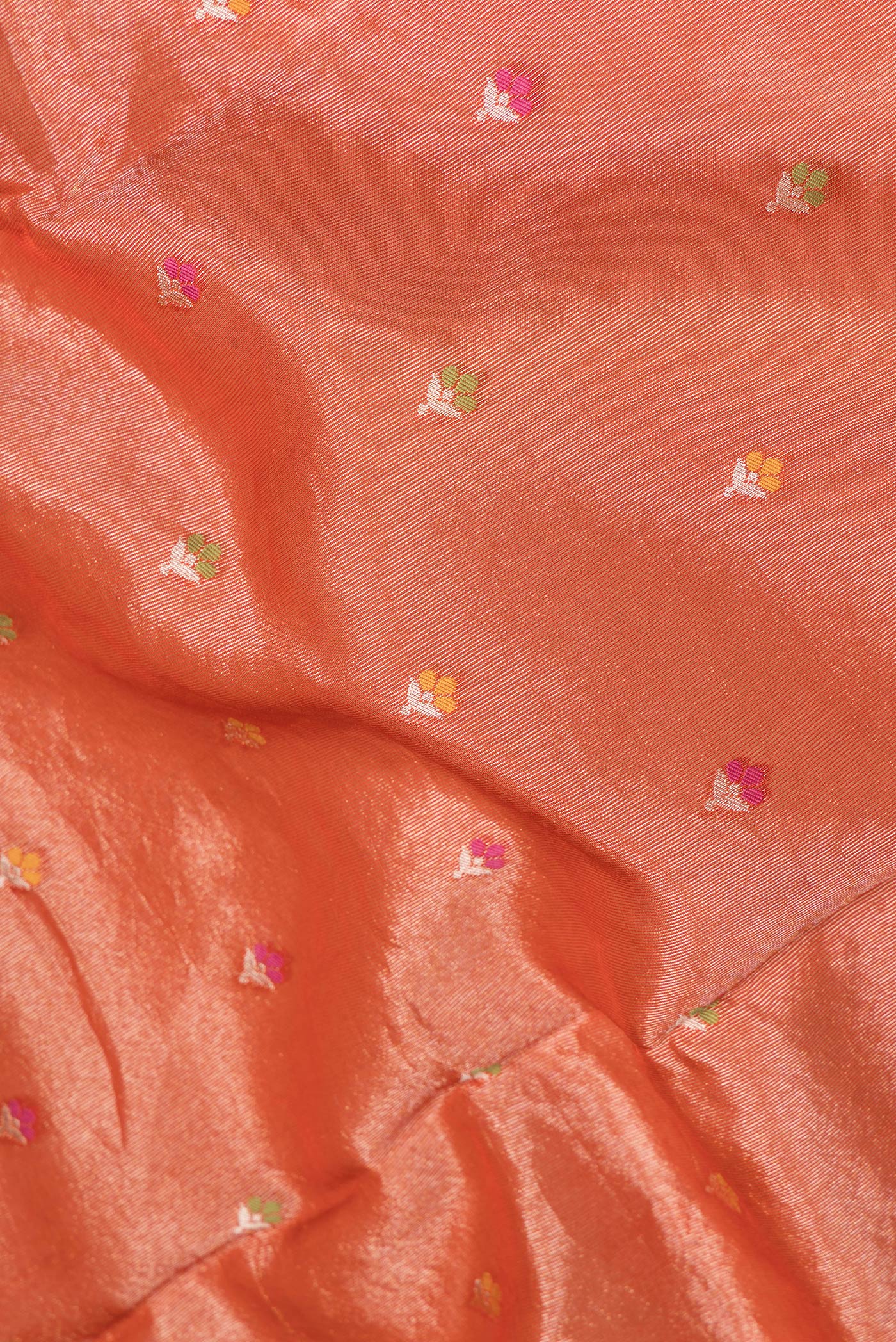 Orange Dual Tone Tissue Silk Saree - Image 2