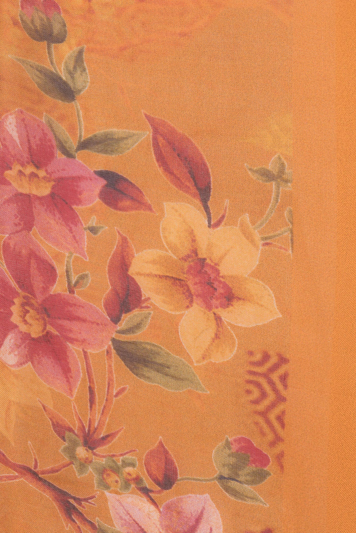 Orange Organza Silk Saree - Image 3
