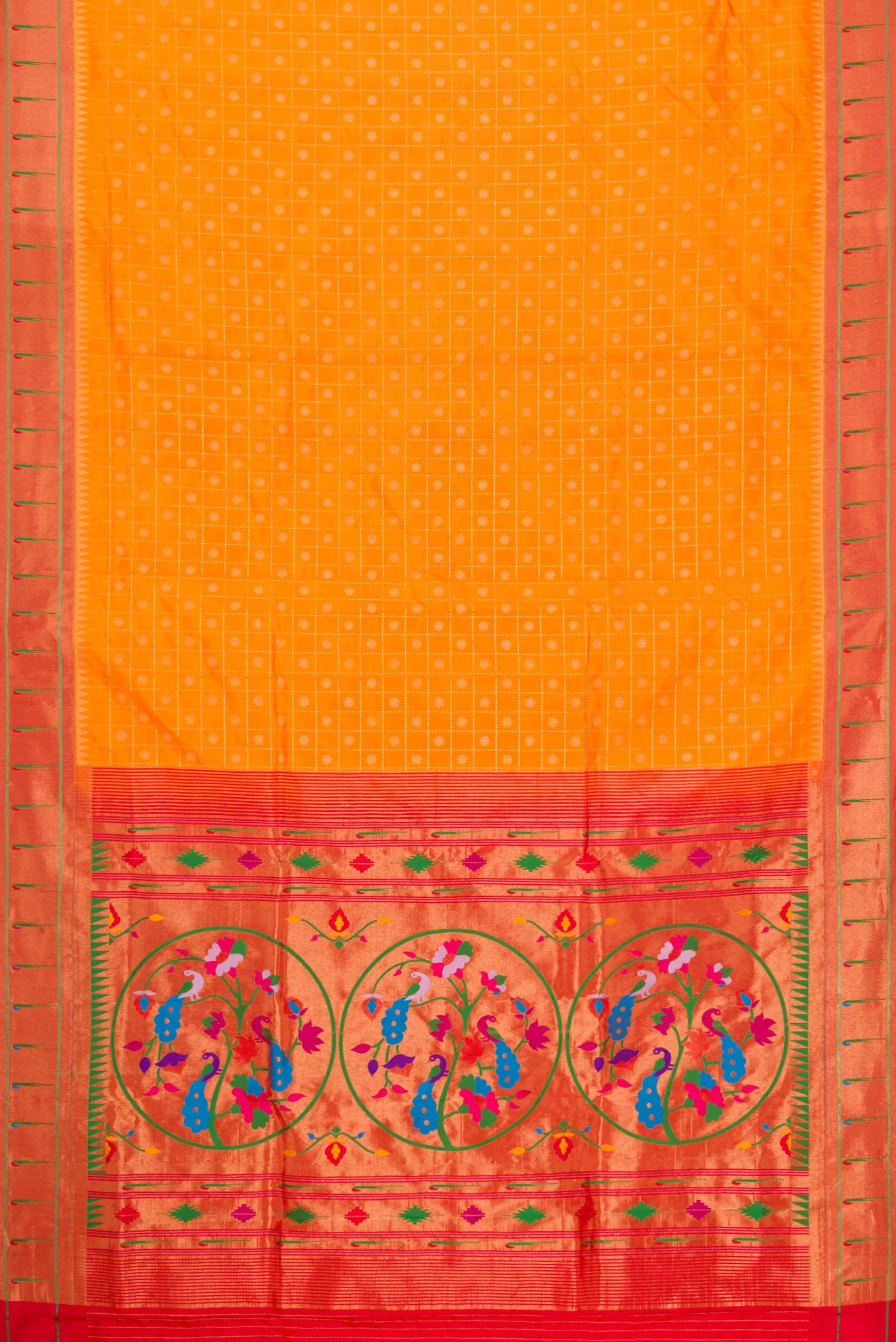 Orange Paithani Silk Saree - Image 6