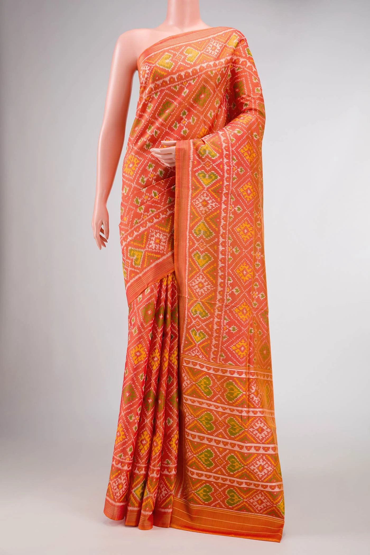 Orange Rajkot Patola Silk Saree