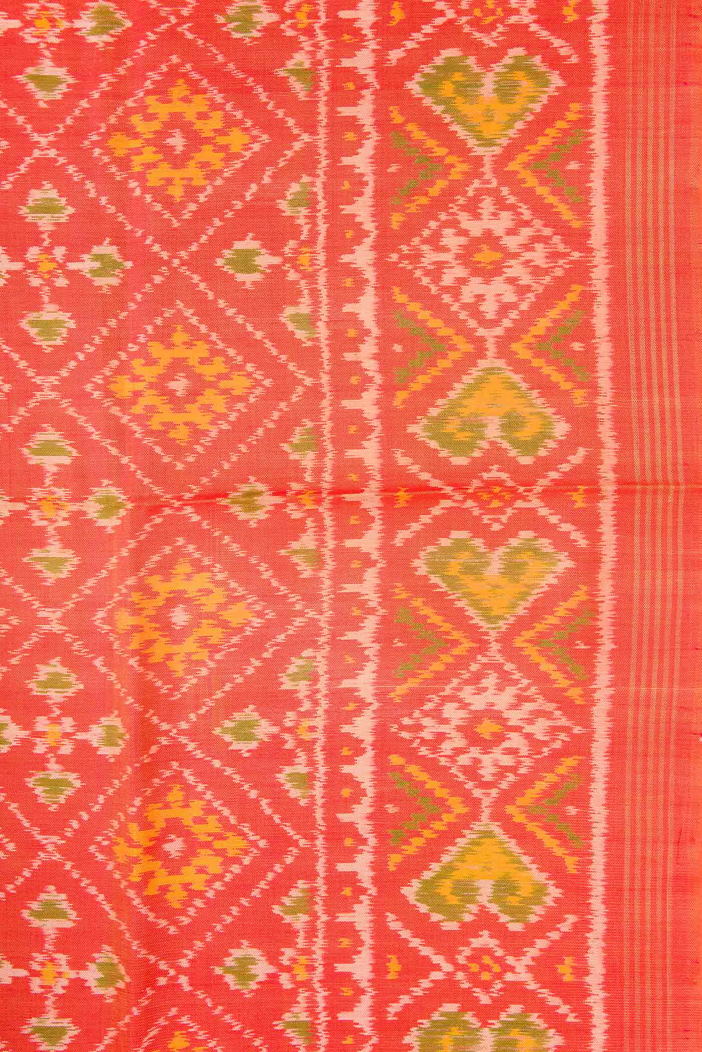 Orange Rajkot Patola Silk Saree - Image 3