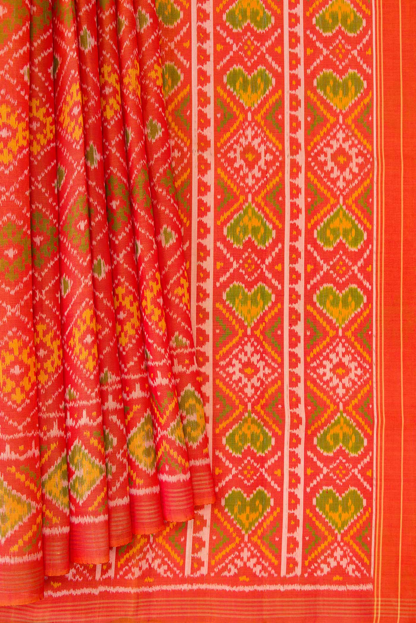 Orange Rajkot Patola Silk Saree - Image 4