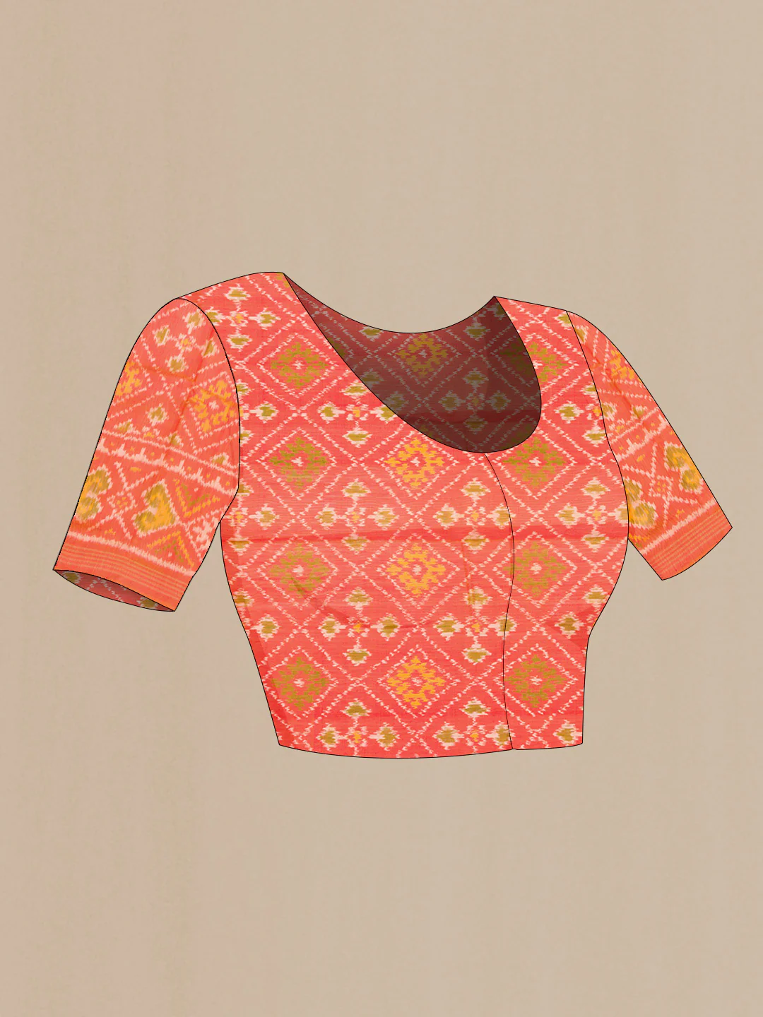Orange Rajkot Patola Silk Saree - Image 5