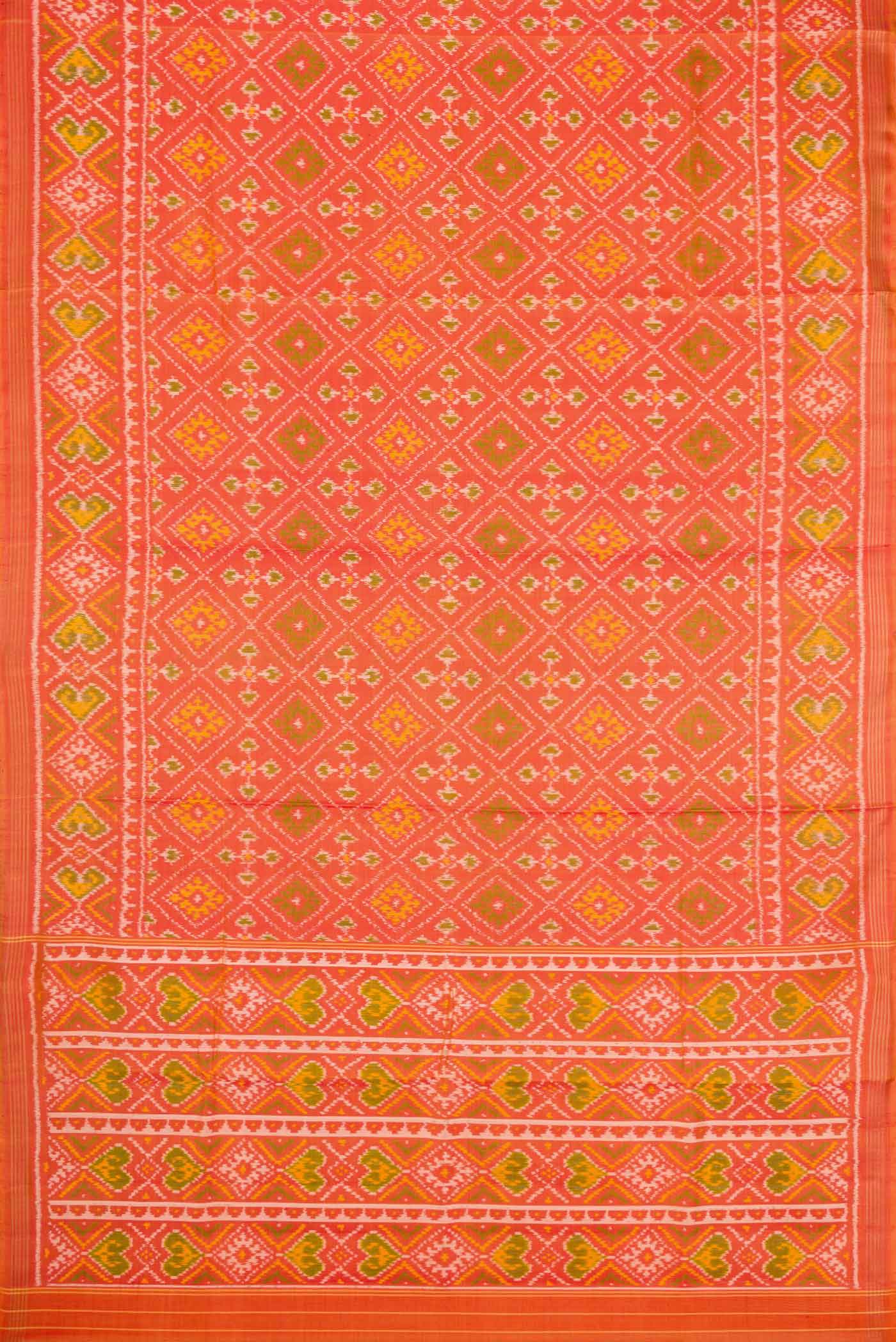 Orange Rajkot Patola Silk Saree - Image 6
