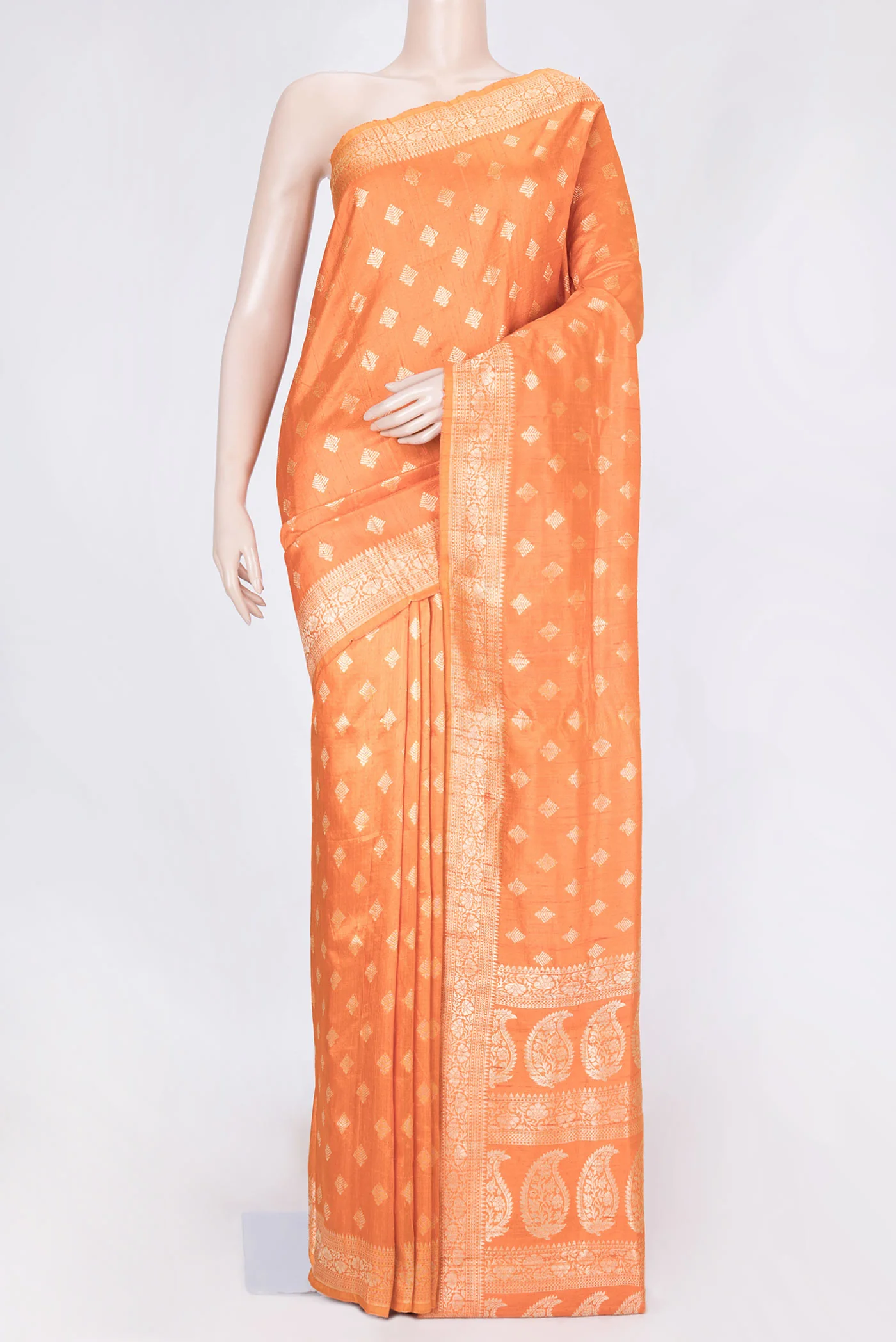 Orange Dual Tone Raw Silk Saree