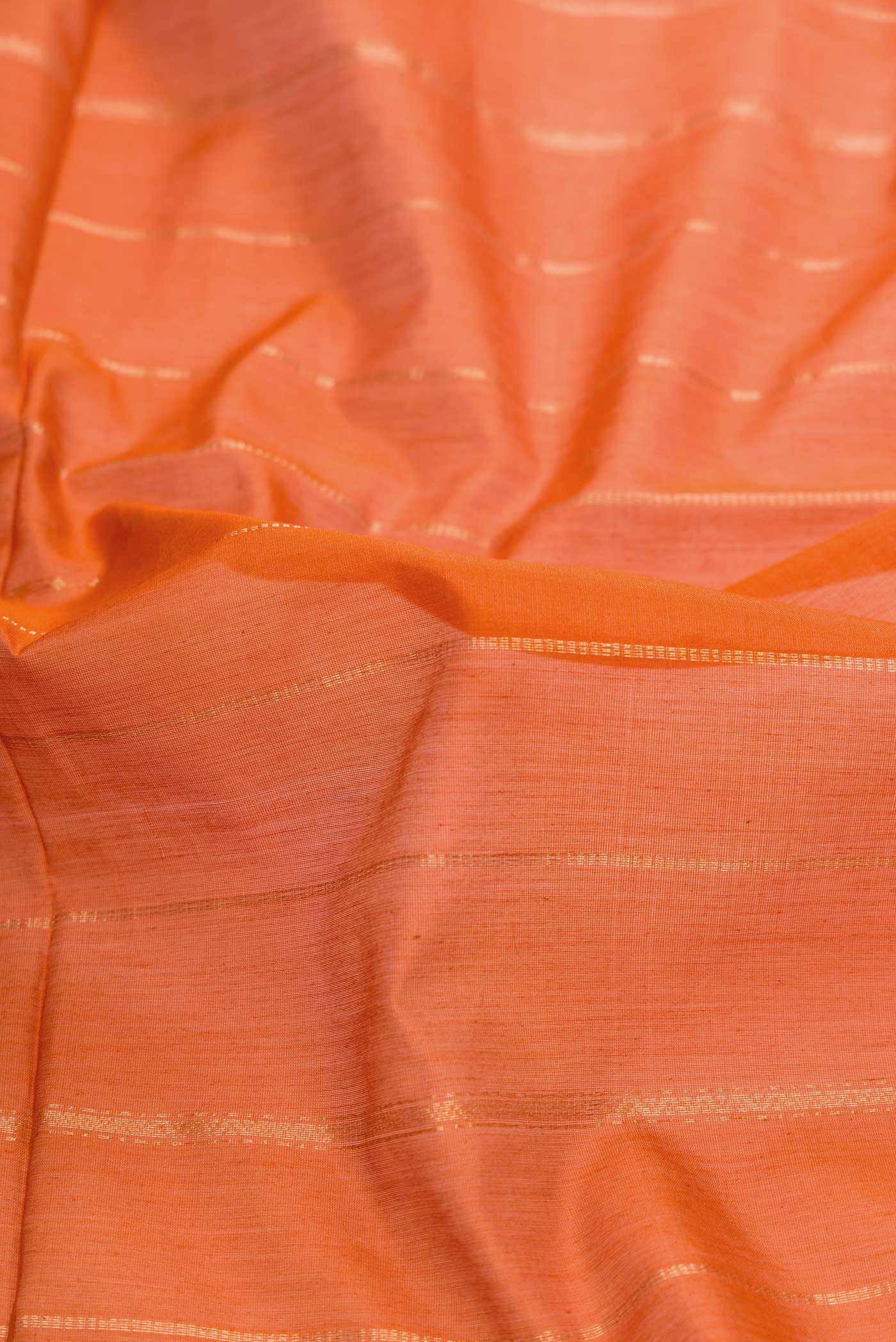 Orange Dual Tone Silk Cotton Saree - Image 2
