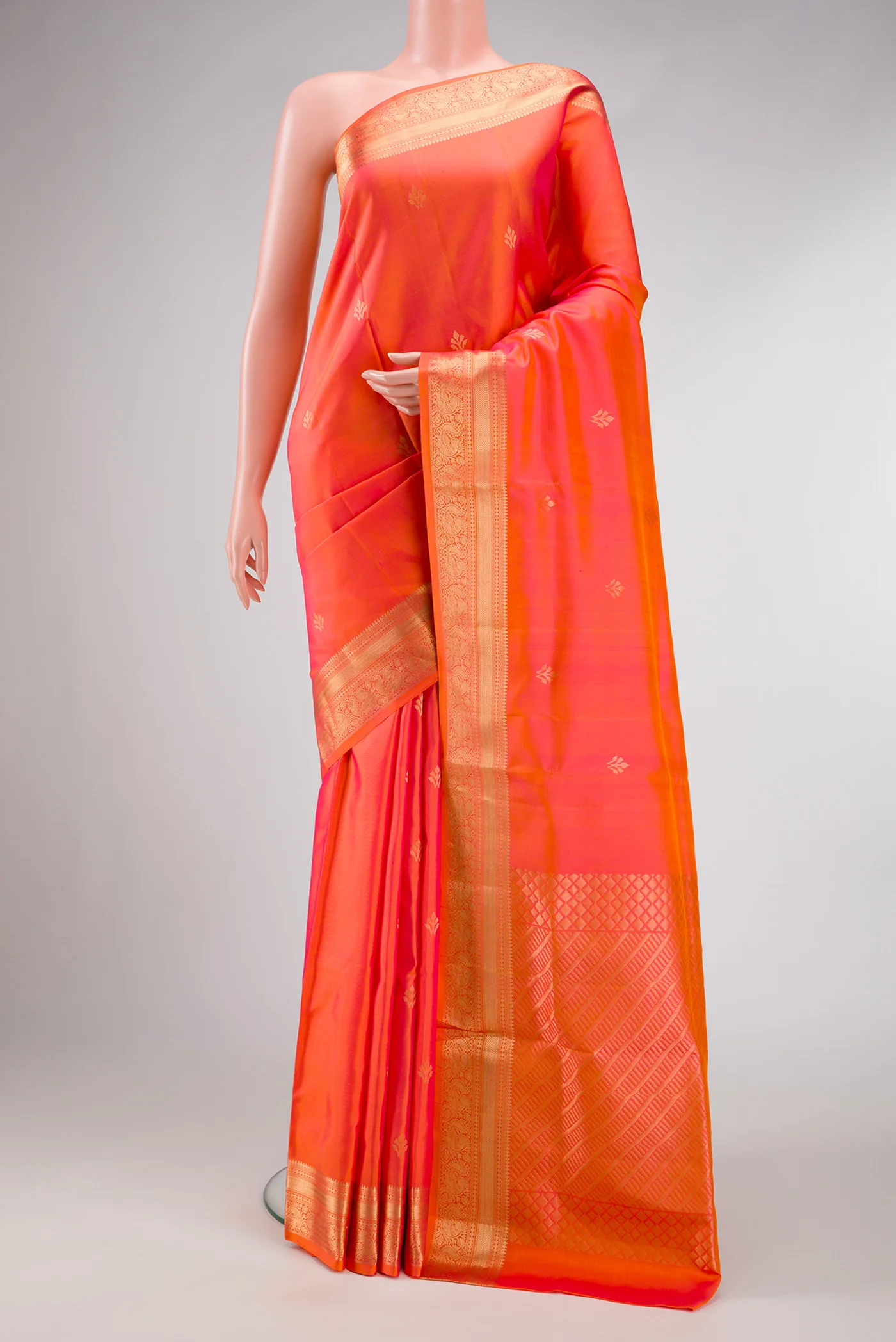 Orange with Pink Color Soft Silk Saree