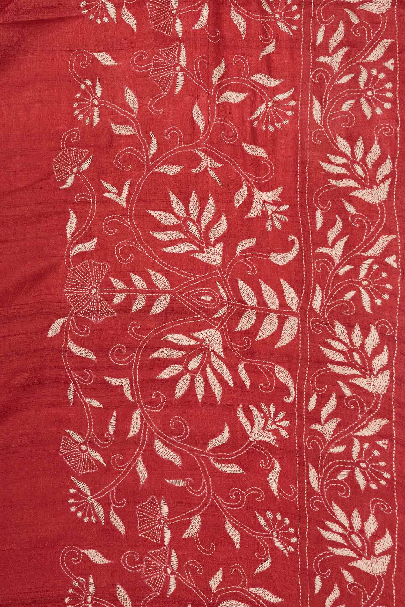 Rust Tussar Silk Saree - Image 3