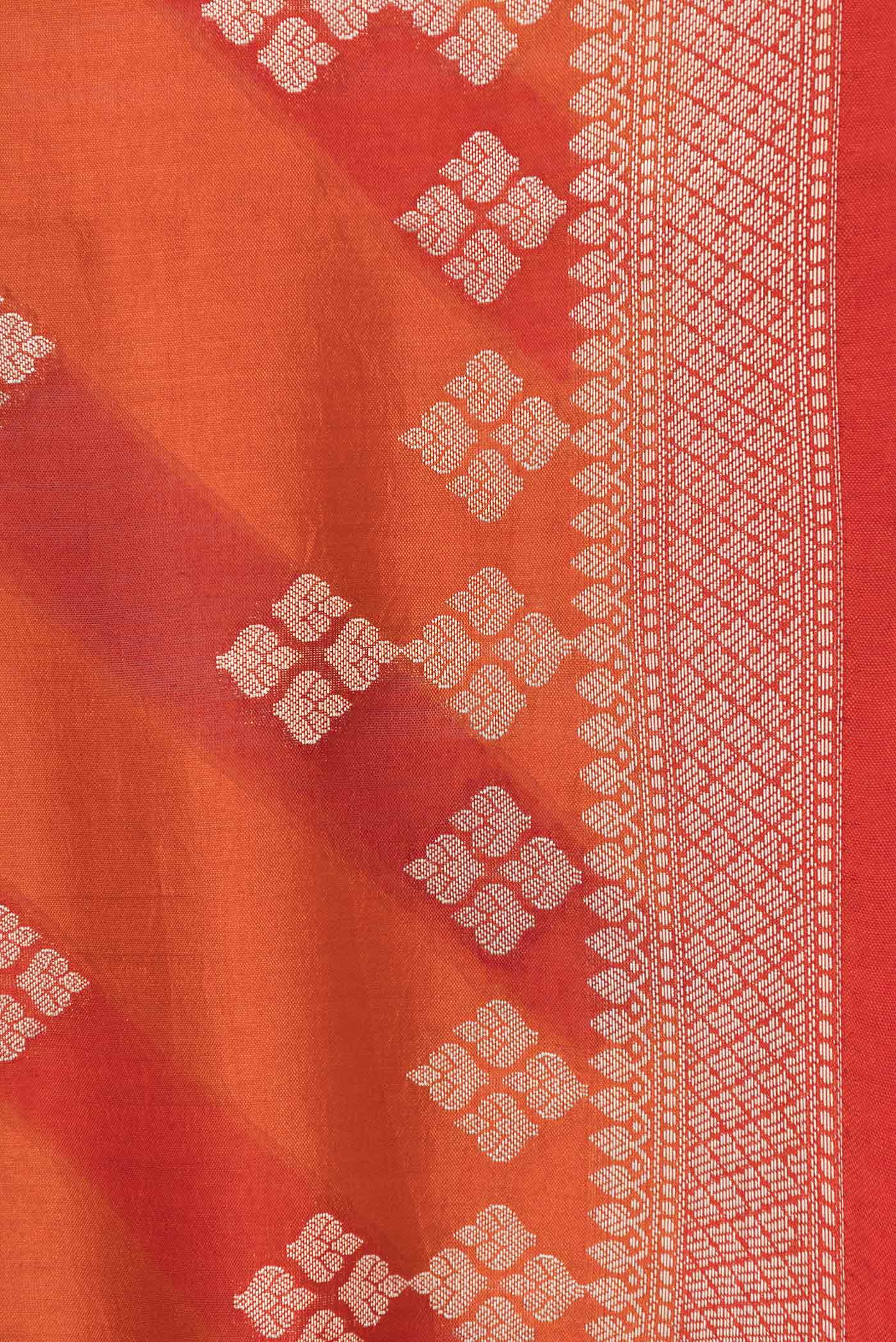Orange Banarasi Raw Silk Saree - Image 3