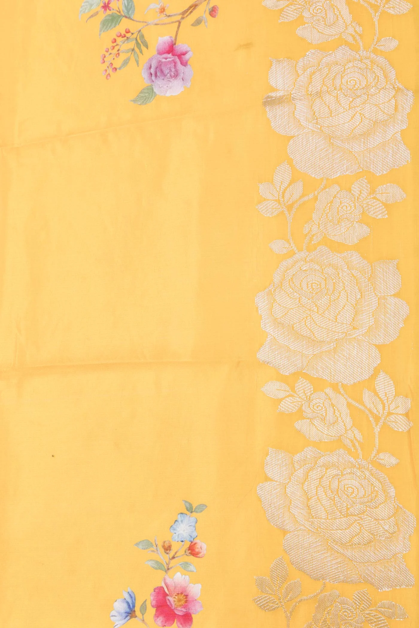 Yellow Tussar Silk Saree - Image 3