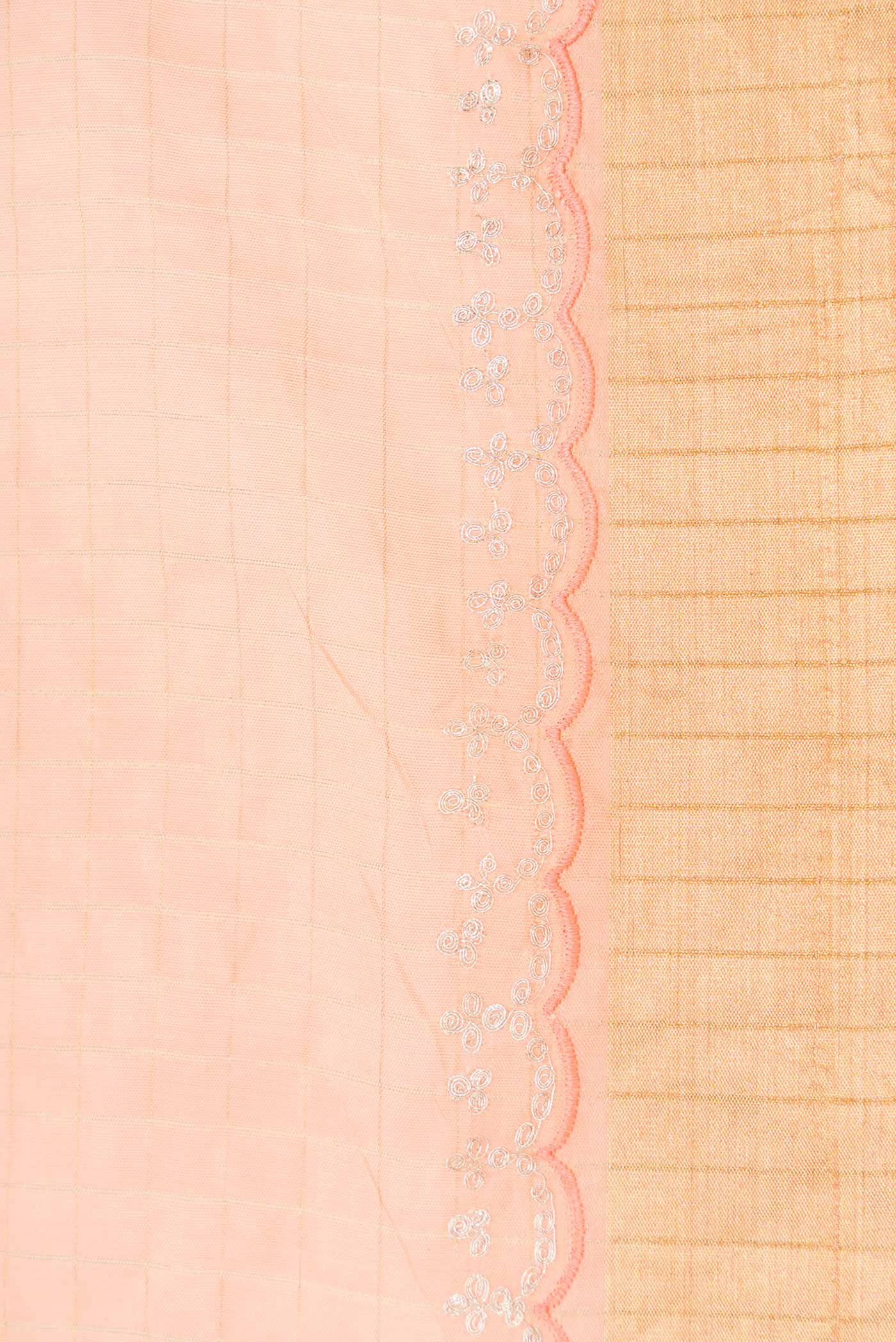 Peach Tussar Silk Saree - Image 3