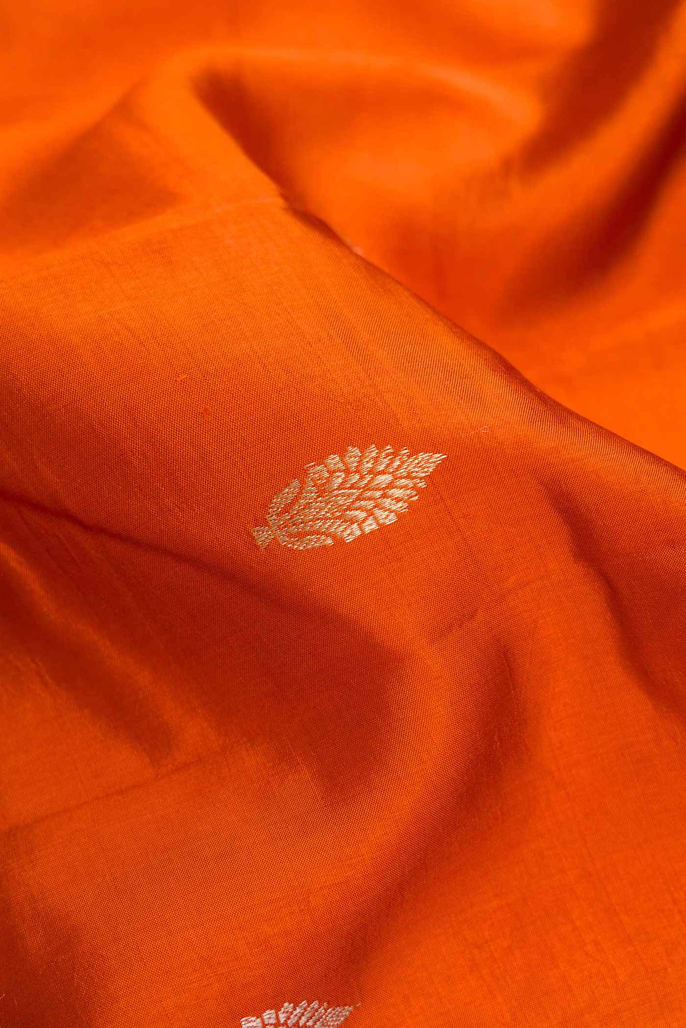 Orange Banarasi Katan Silk Saree - Image 3