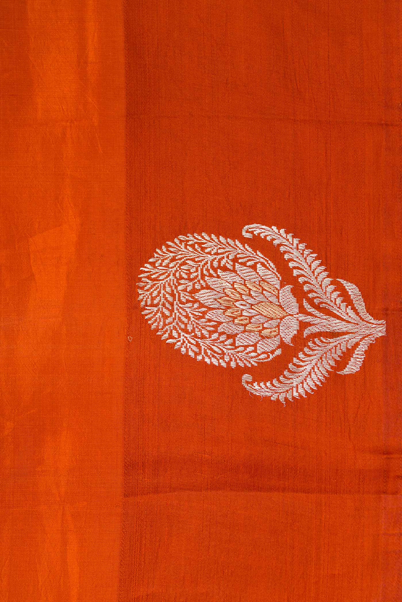 Orange Banarasi Katan Silk Saree - Image 4