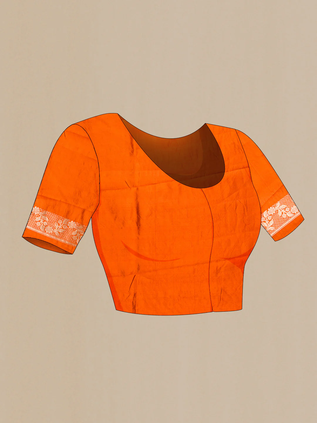 Orange Banarasi Katan Silk Saree - Image 5
