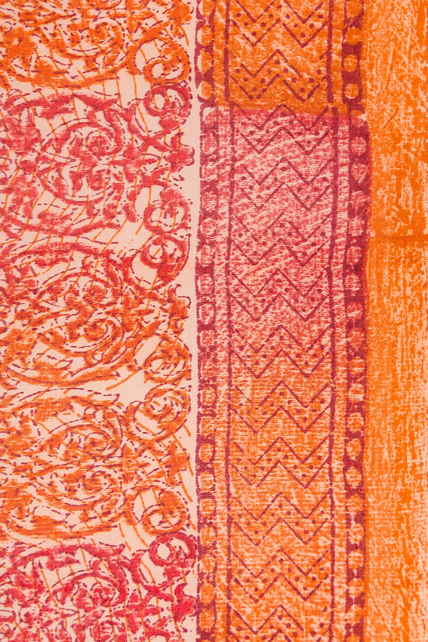 Orange Printed Silk Saree - Image 3