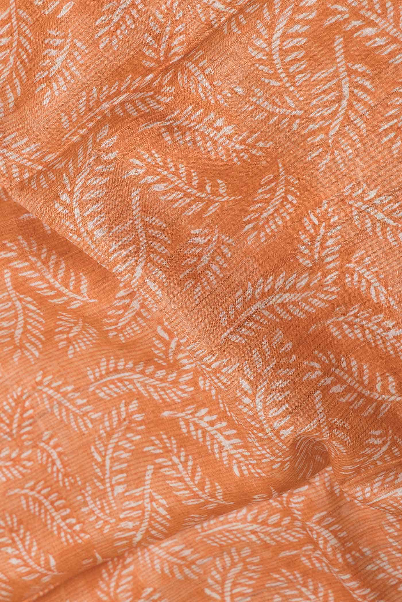 Orange Dual Tone Tussar Silk Saree - Image 2