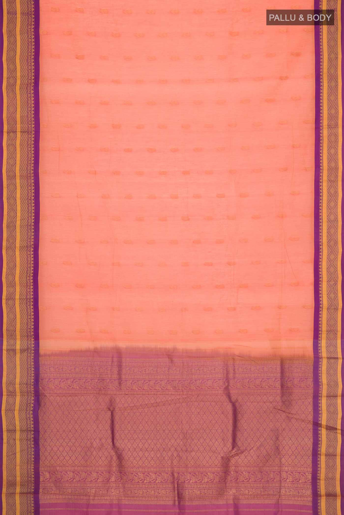 Orange Gadwal cotton Saree - Image 3