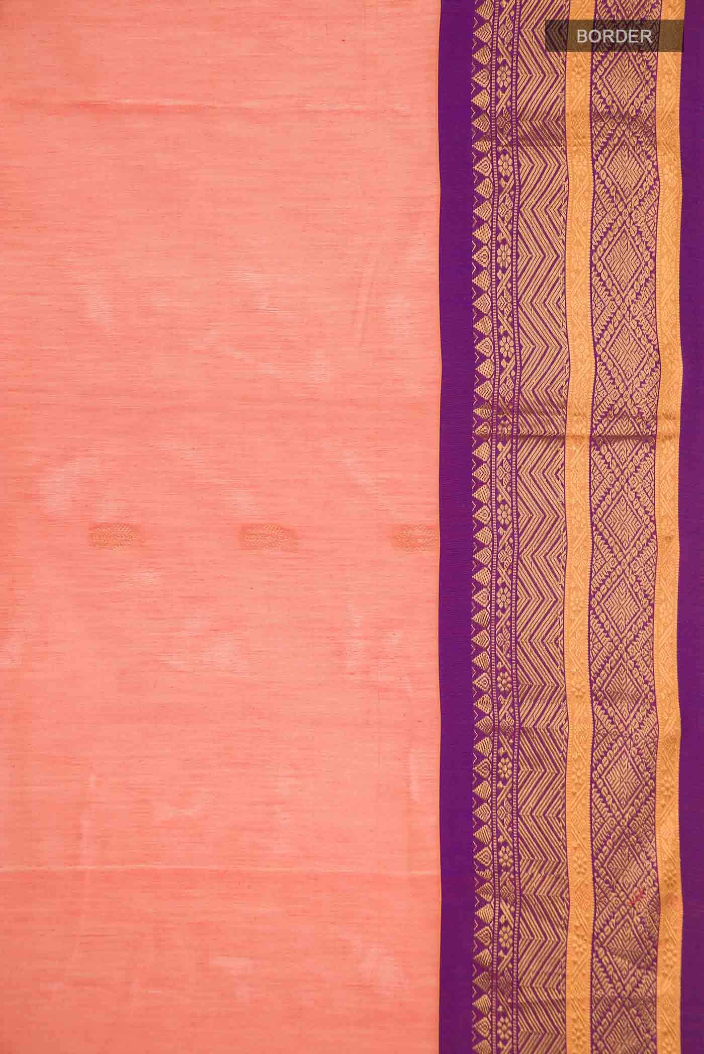 Orange Gadwal cotton Saree - Image 4