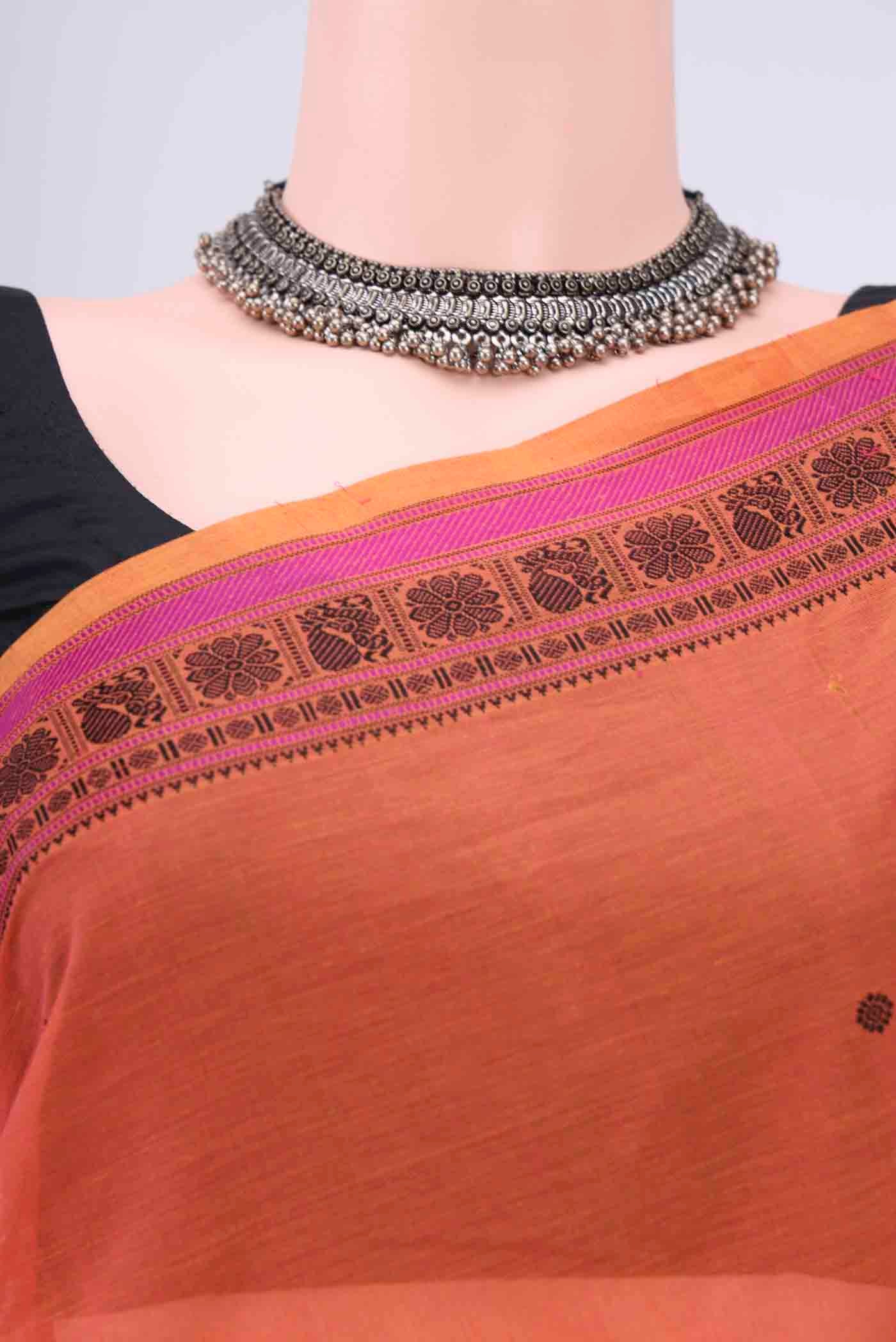 Orange Kanchi Cotton Saree - Image 2