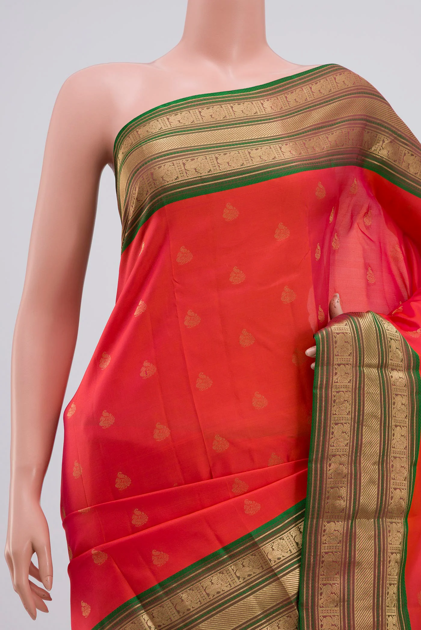 Multi Color Kanchipuram Silk Saree - Image 2
