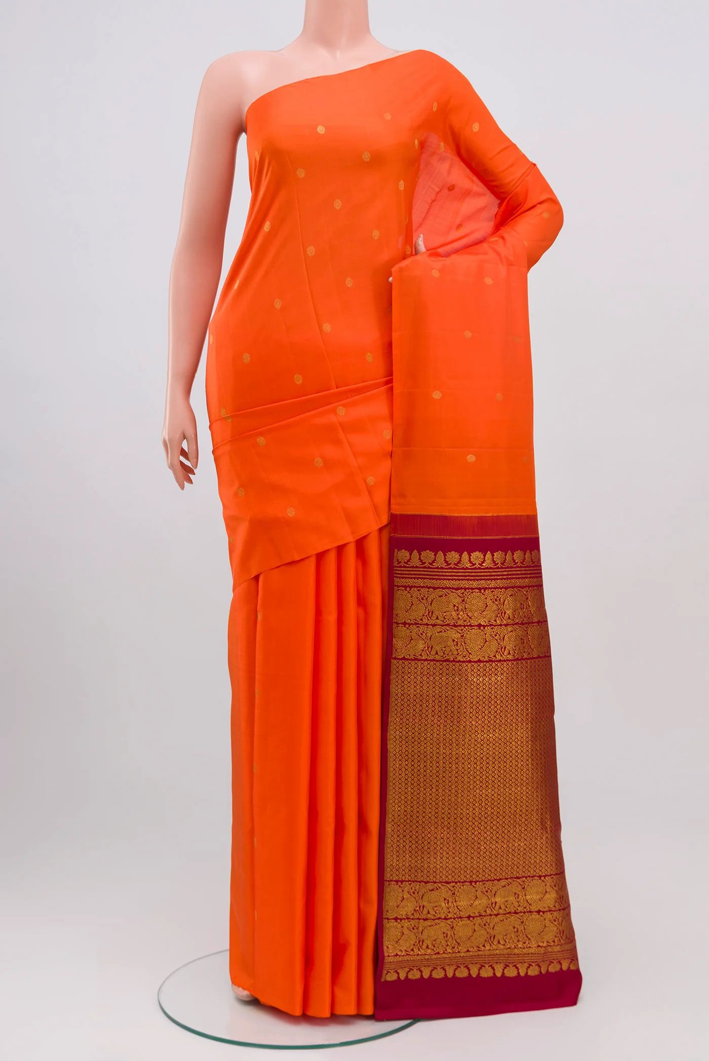 Orange Kanchipuram Silk Saree