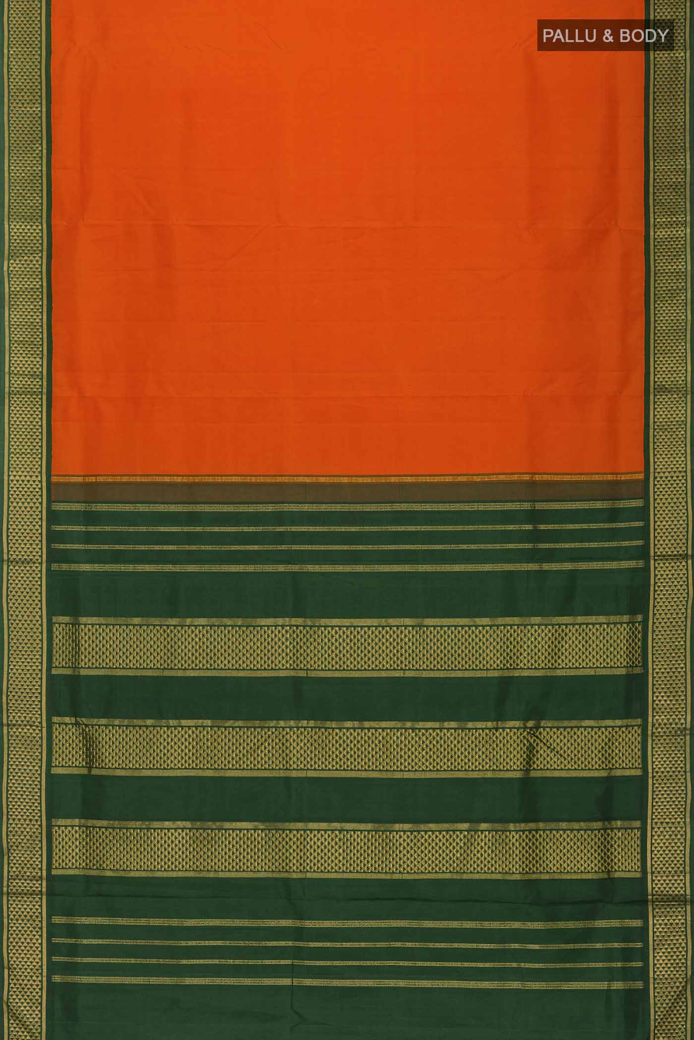 Orange Kanchipuram Silk Nine Yards Saree - Image 5