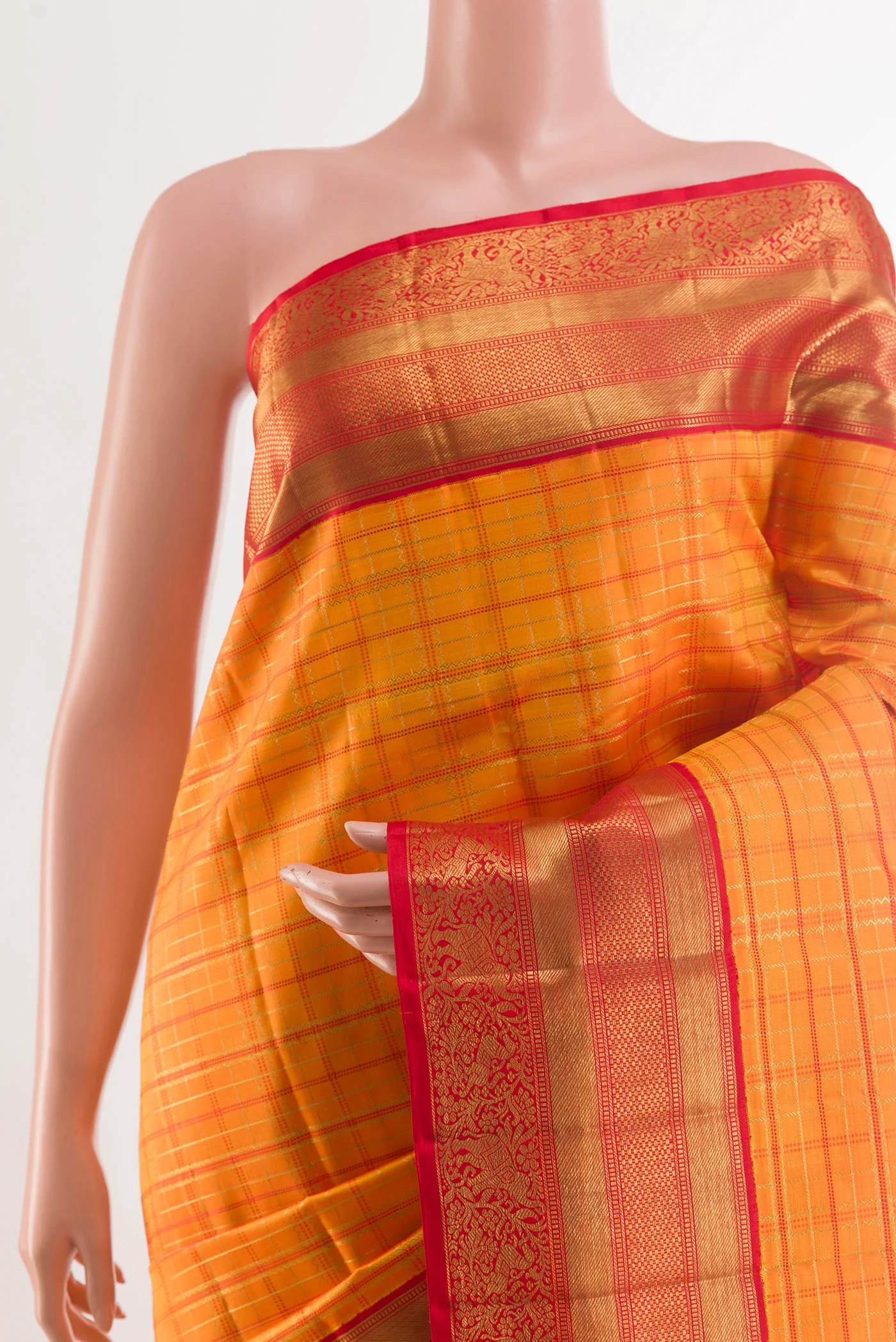 Orange Kanchipuram Silk Saree - Image 2