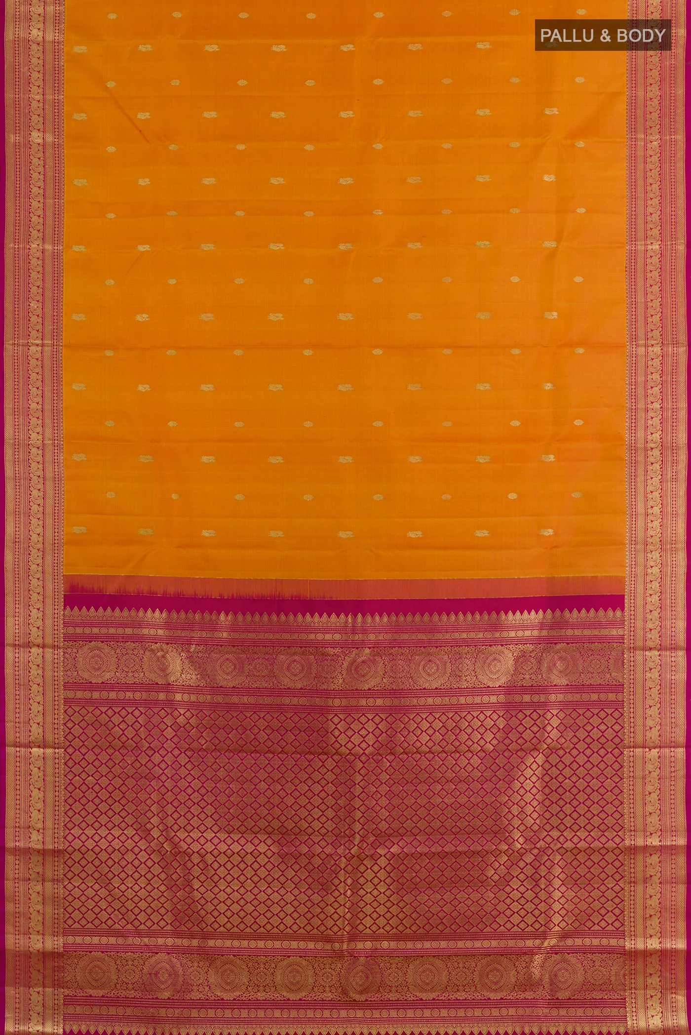 Mustard Kanchipuram Silk Saree - Image 3