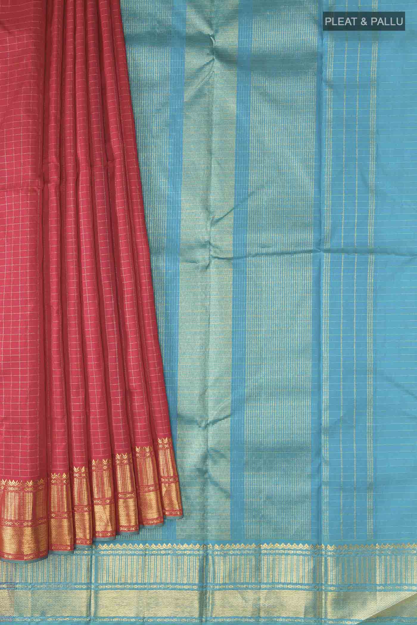 Deep Red Kanchipuram Silk Saree - Image 4