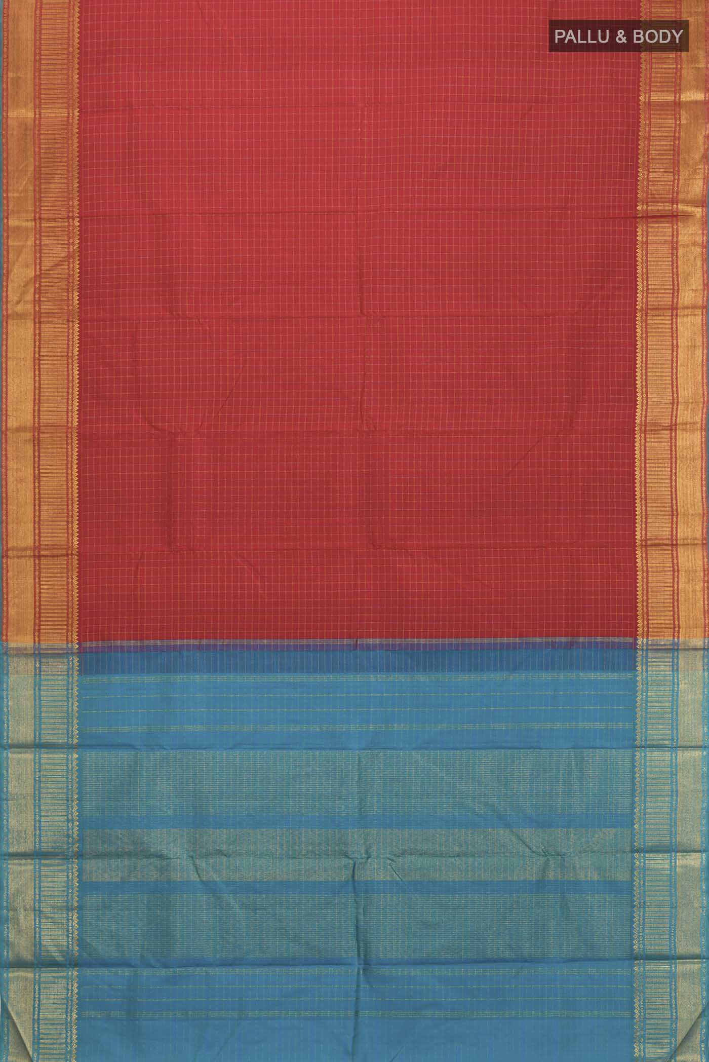 Deep Red Kanchipuram Silk Saree - Image 6
