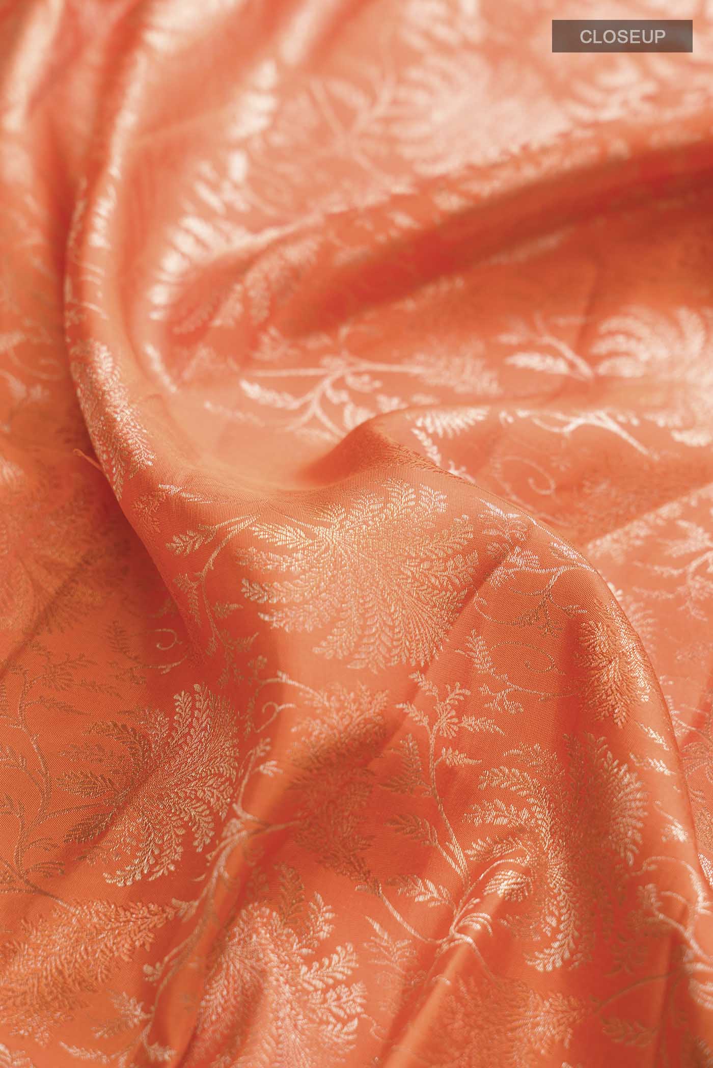 Orange Kanchipuram Silk Saree - Image 2