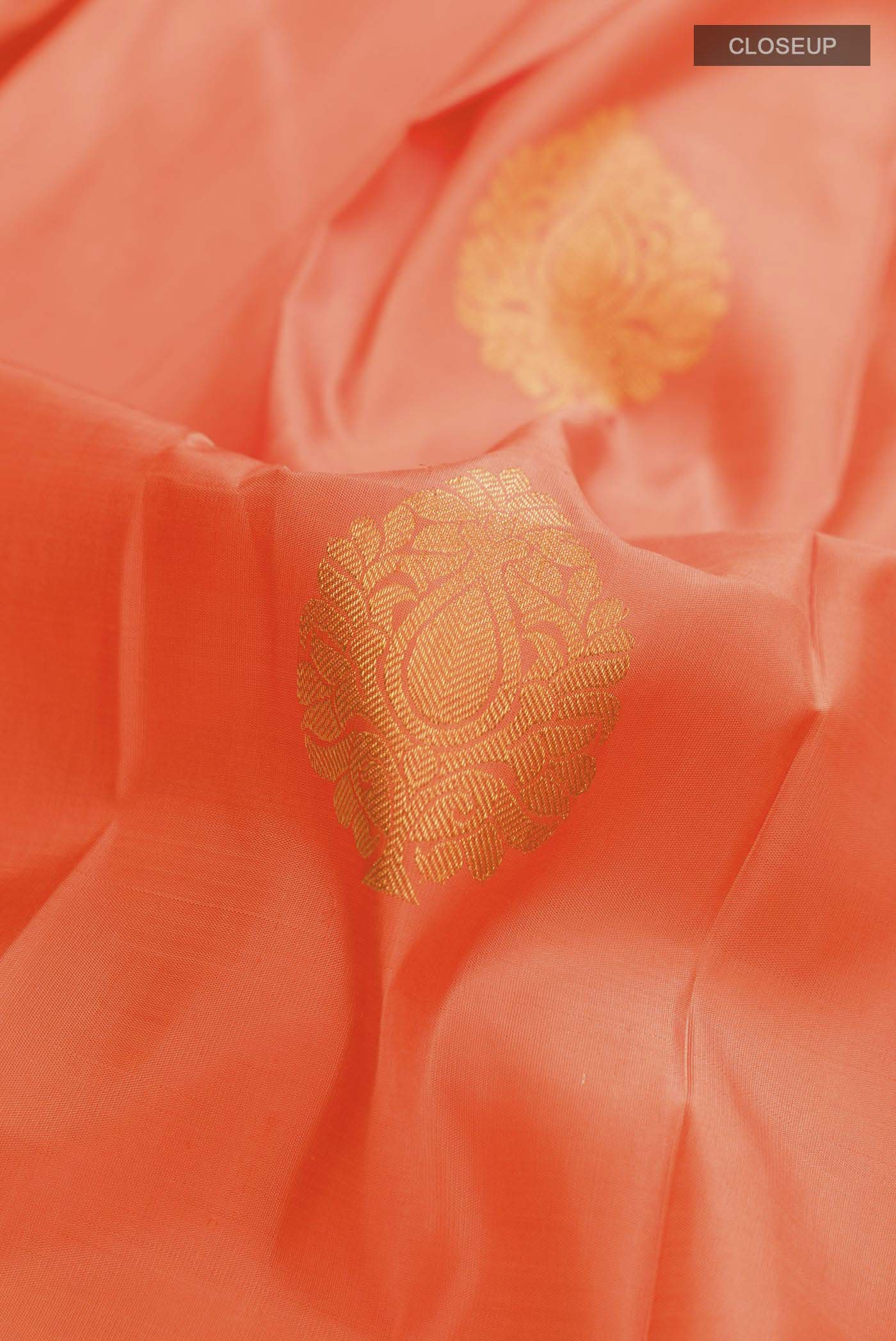 Orange Kanchipuram Silk Saree - Image 2