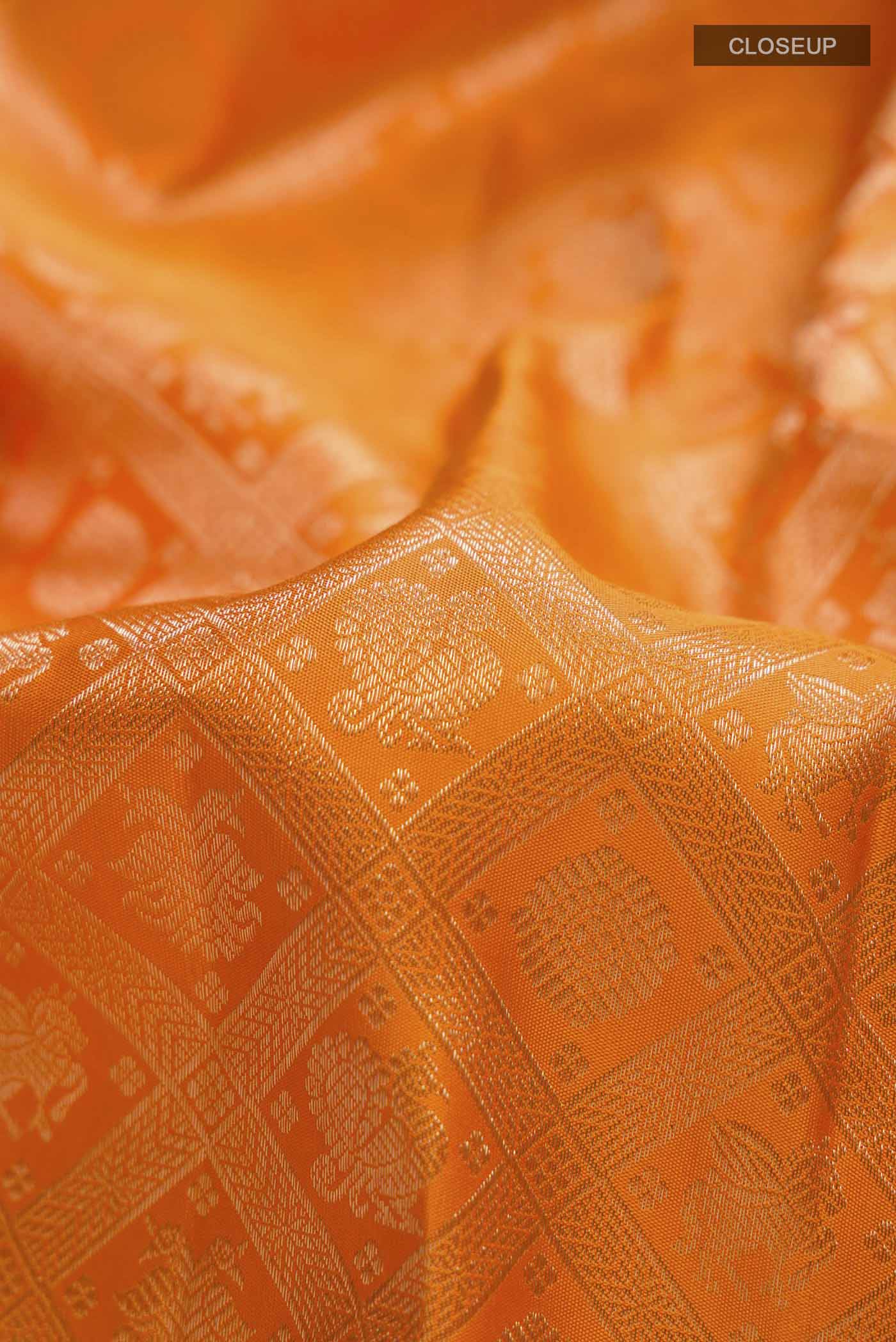 Orange Kanchipuram Silk Saree - Image 2