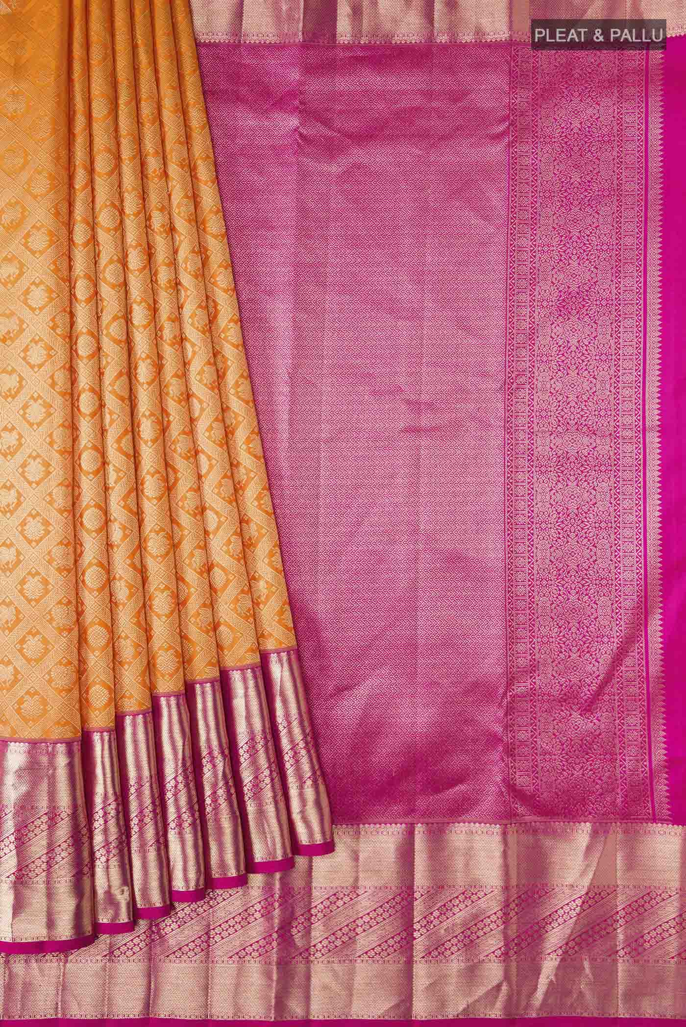 Orange Kanchipuram Silk Saree - Image 4