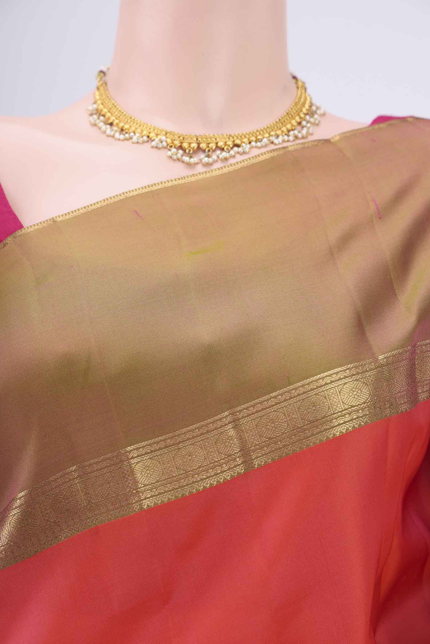 Orange Kanchipuram Silk Saree - Image 2