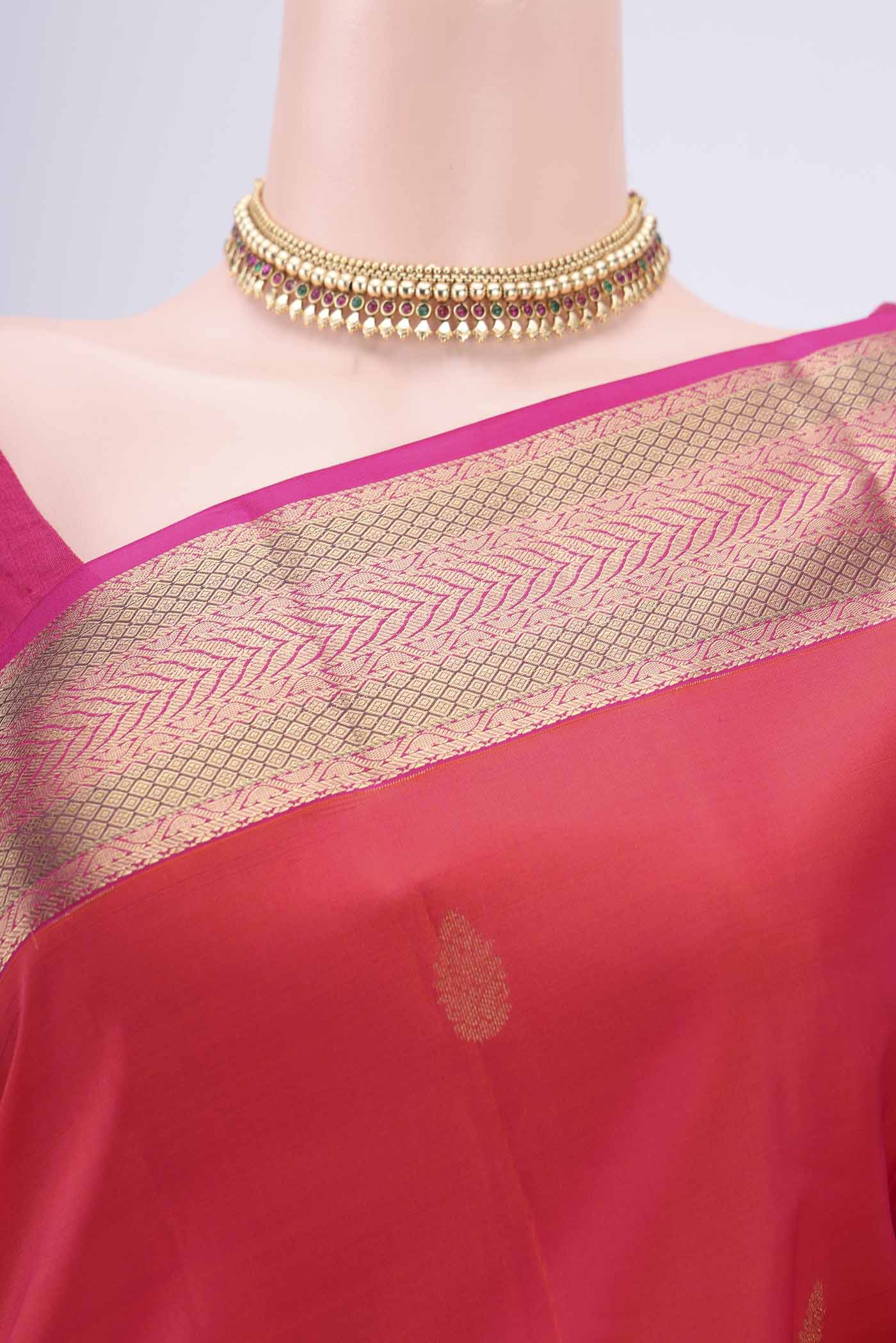 Orange Kanchipuram Silk Saree - Image 2