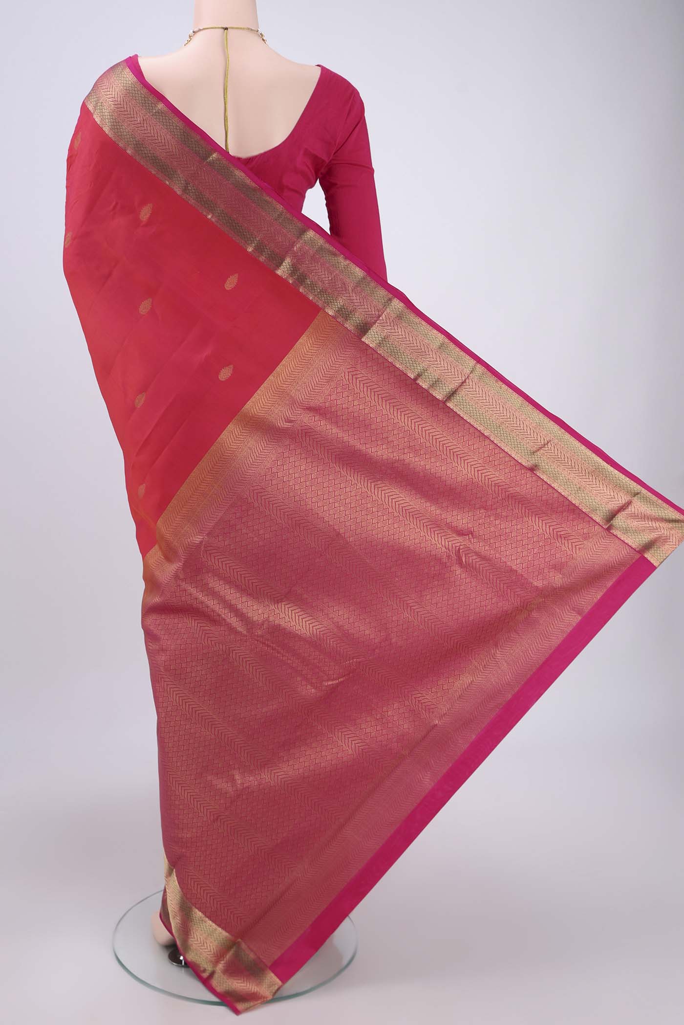 Orange Kanchipuram Silk Saree - Image 3