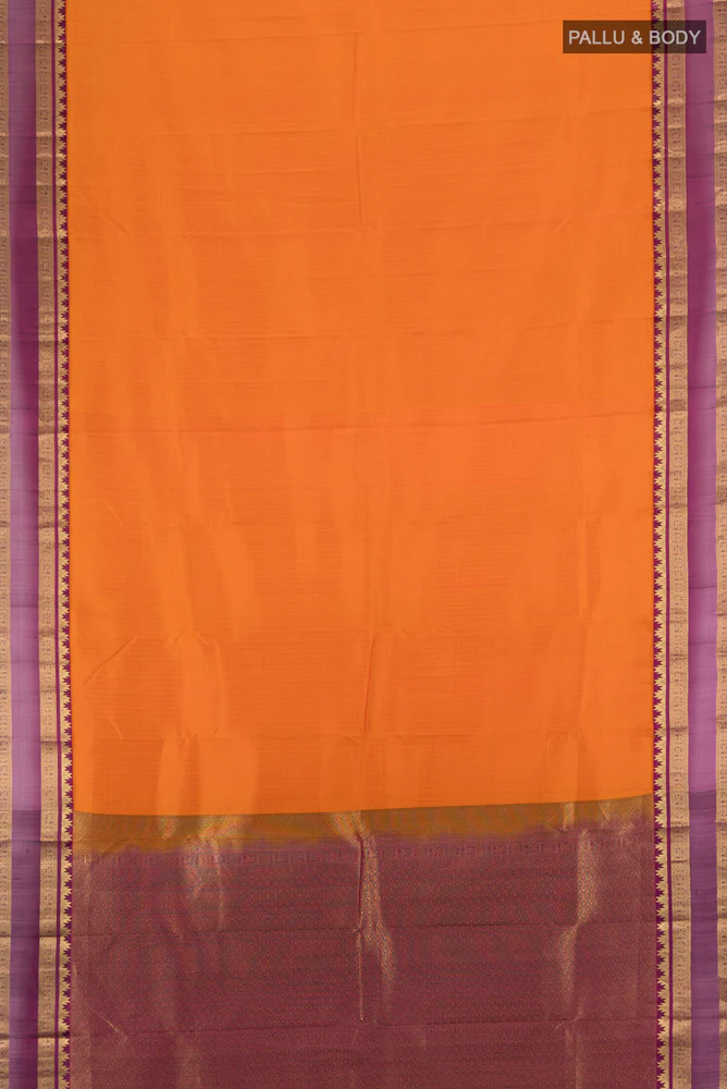 Orange Kanchipuram Silk Saree - Image 5