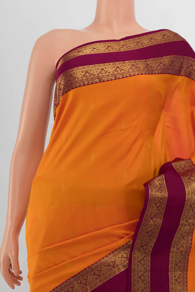 Orange Kanchipuram Silk Saree - Image 2